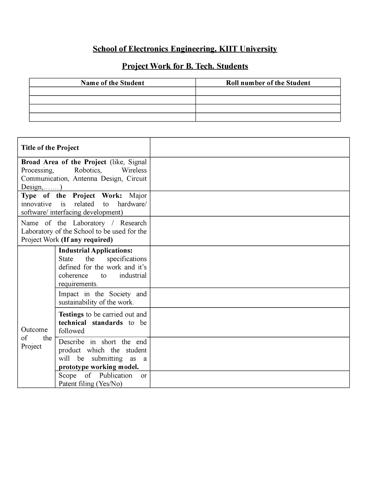 B.Tech Project Format - School Of Electronics Engineering, KIIT ...