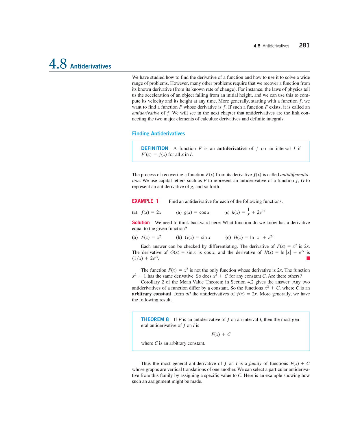 Math Ch4-8 - Math Work - 4 Antiderivatives 281 4 Antiderivatives We ...