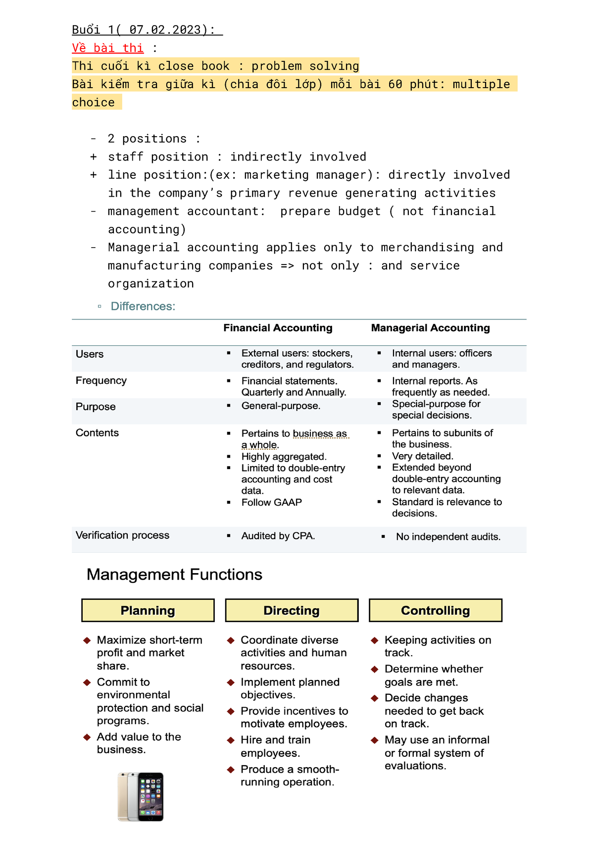 Managerial Accounting ( Buổi 1) - Buổi 1( 07.02): Về Bài Thi : Thi Cuối ...