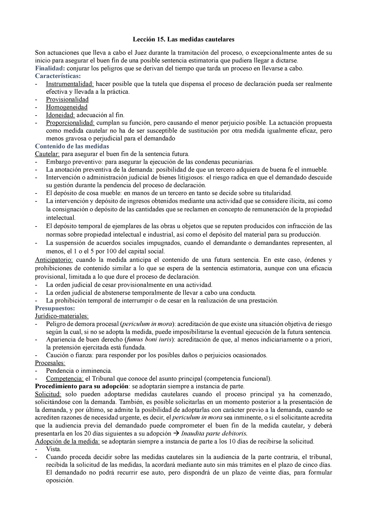 Lección 15. Las Medidas Cautelares - Lección 15. Las Medidas Cautelares ...