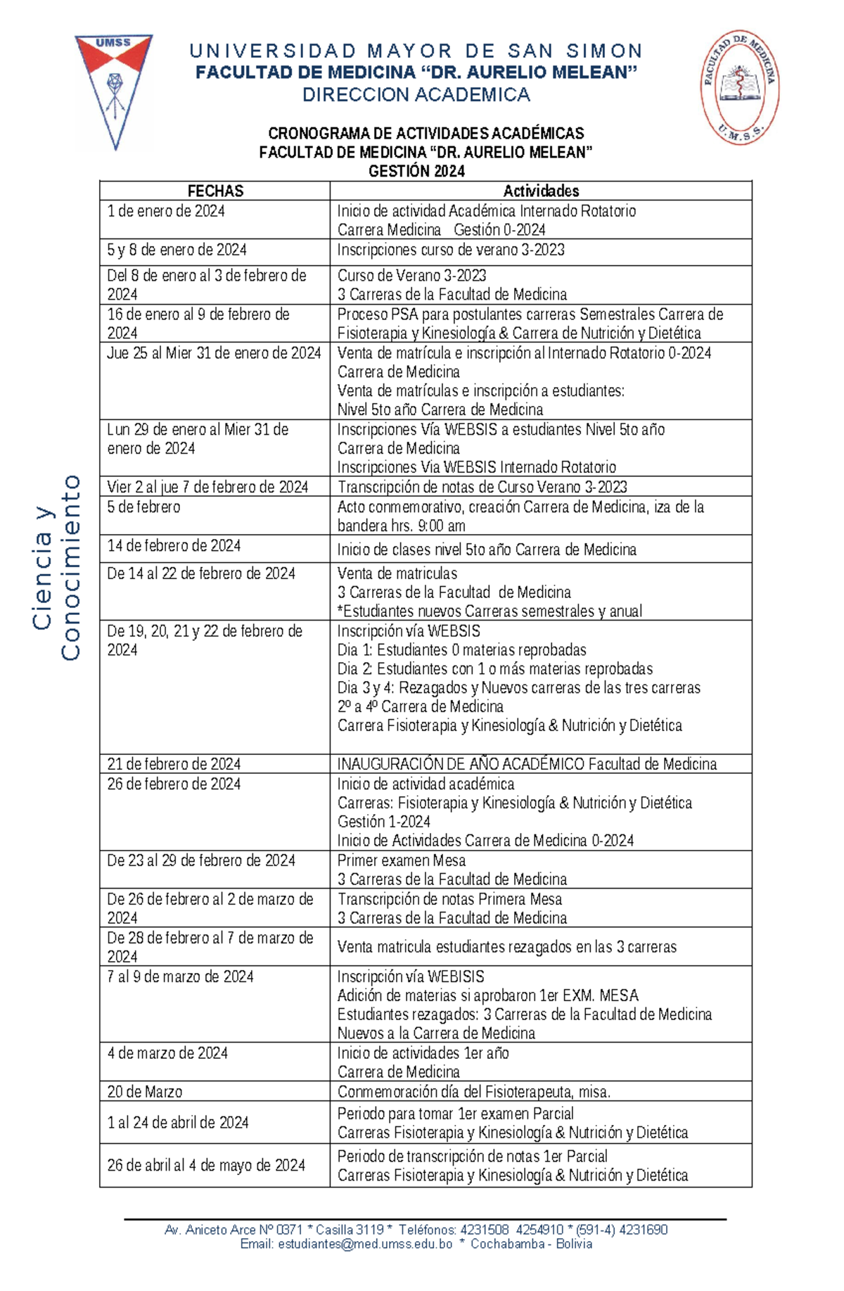 Calendario academico recinto de ciencias medicas 6