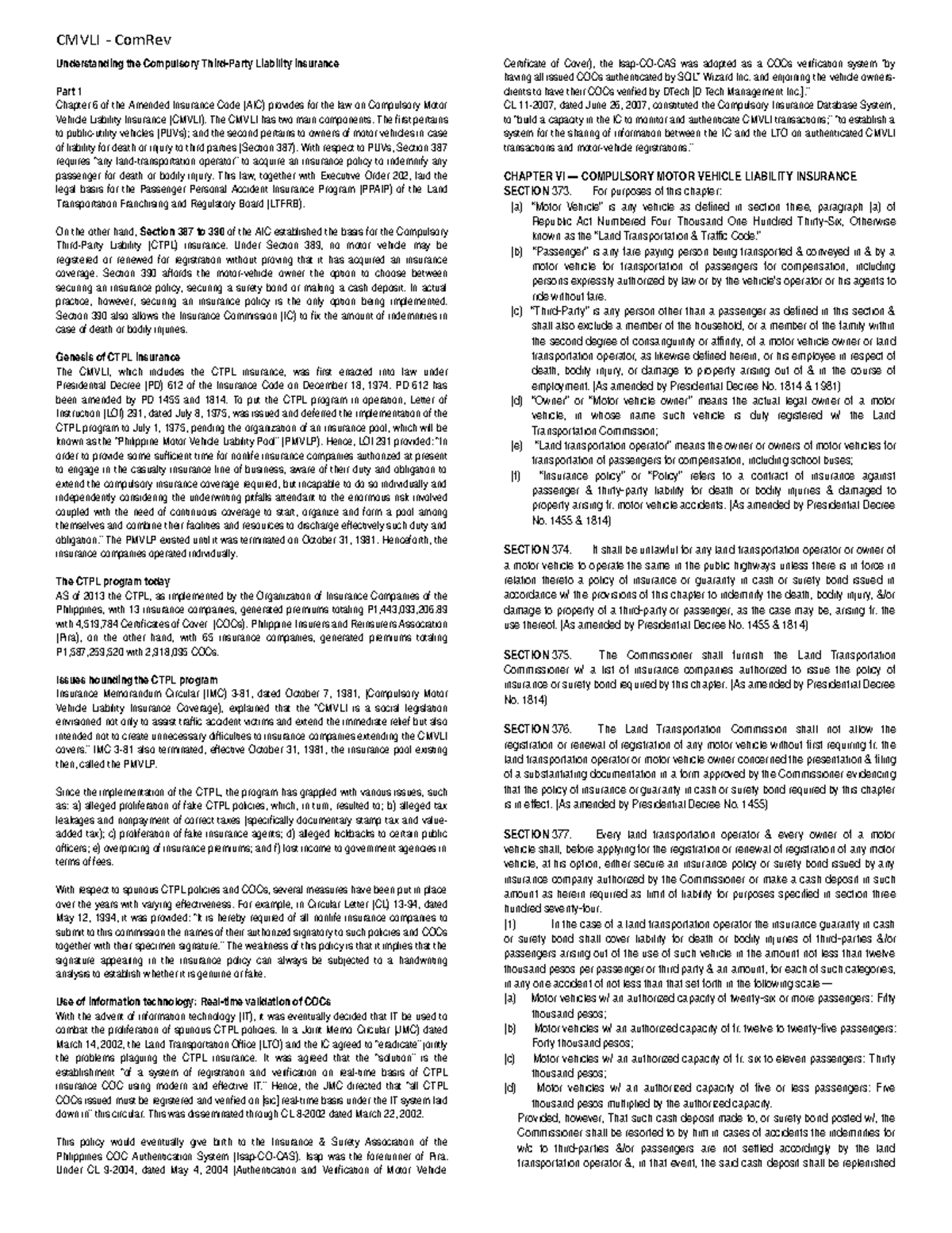 Understanding the Compulsory Third - CMVLI - ComRev Understanding the ...