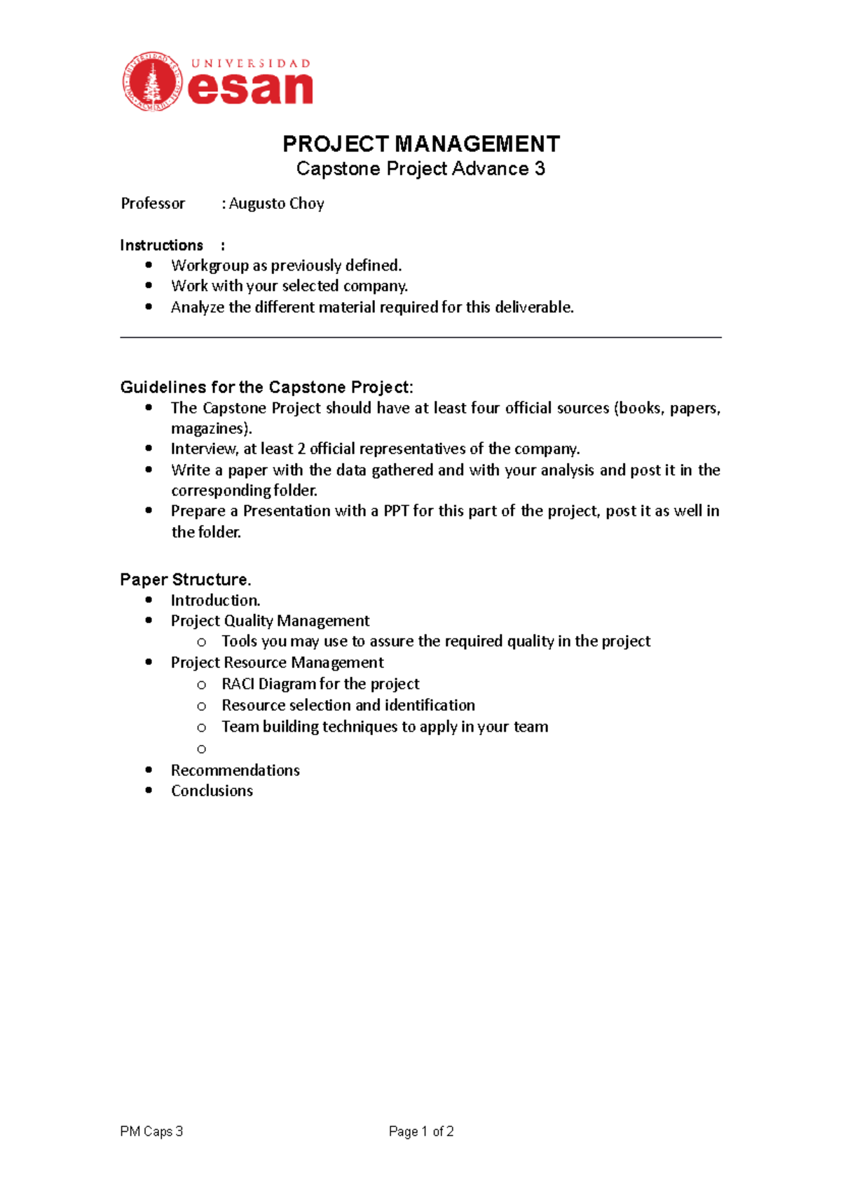 Uesan - Project Management - Advance 3 Outline - Capstone Project v2 ...