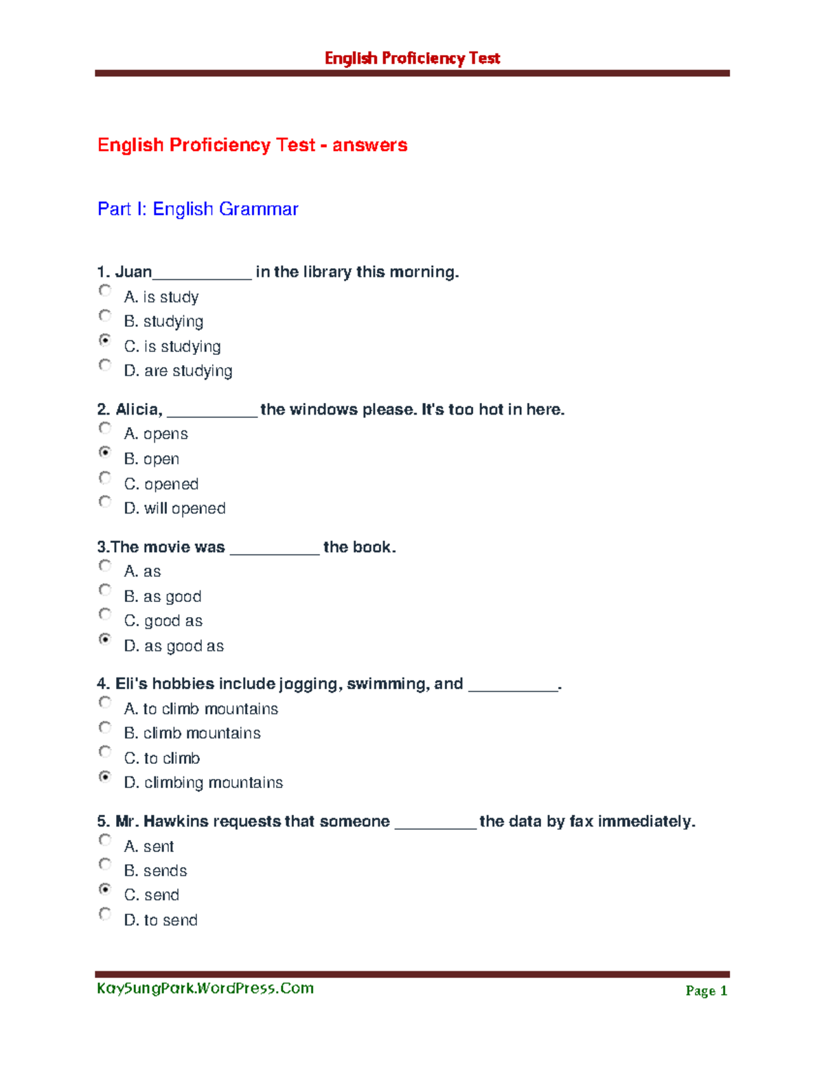 Wishup English Proficiency Test Answers Pdf