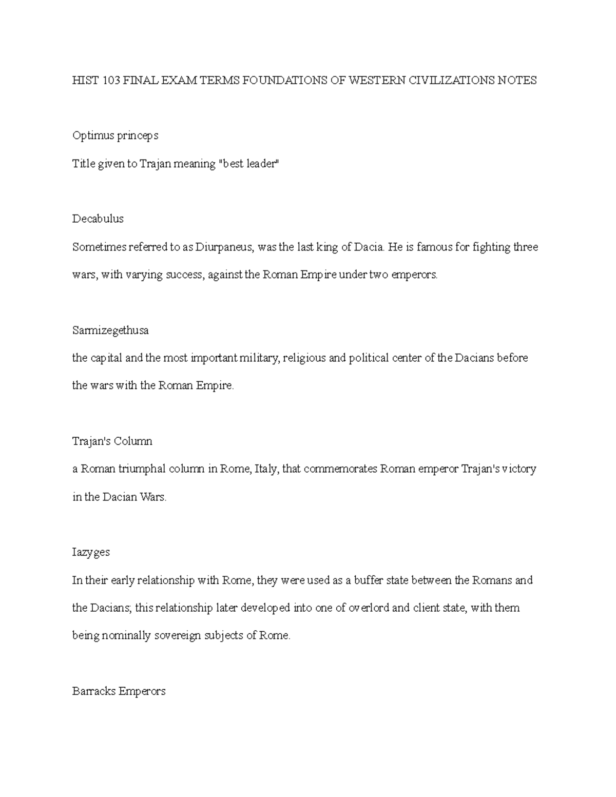 HIST 103 Final EXAM Terms Foundations OF Western Civilizations Notes ...