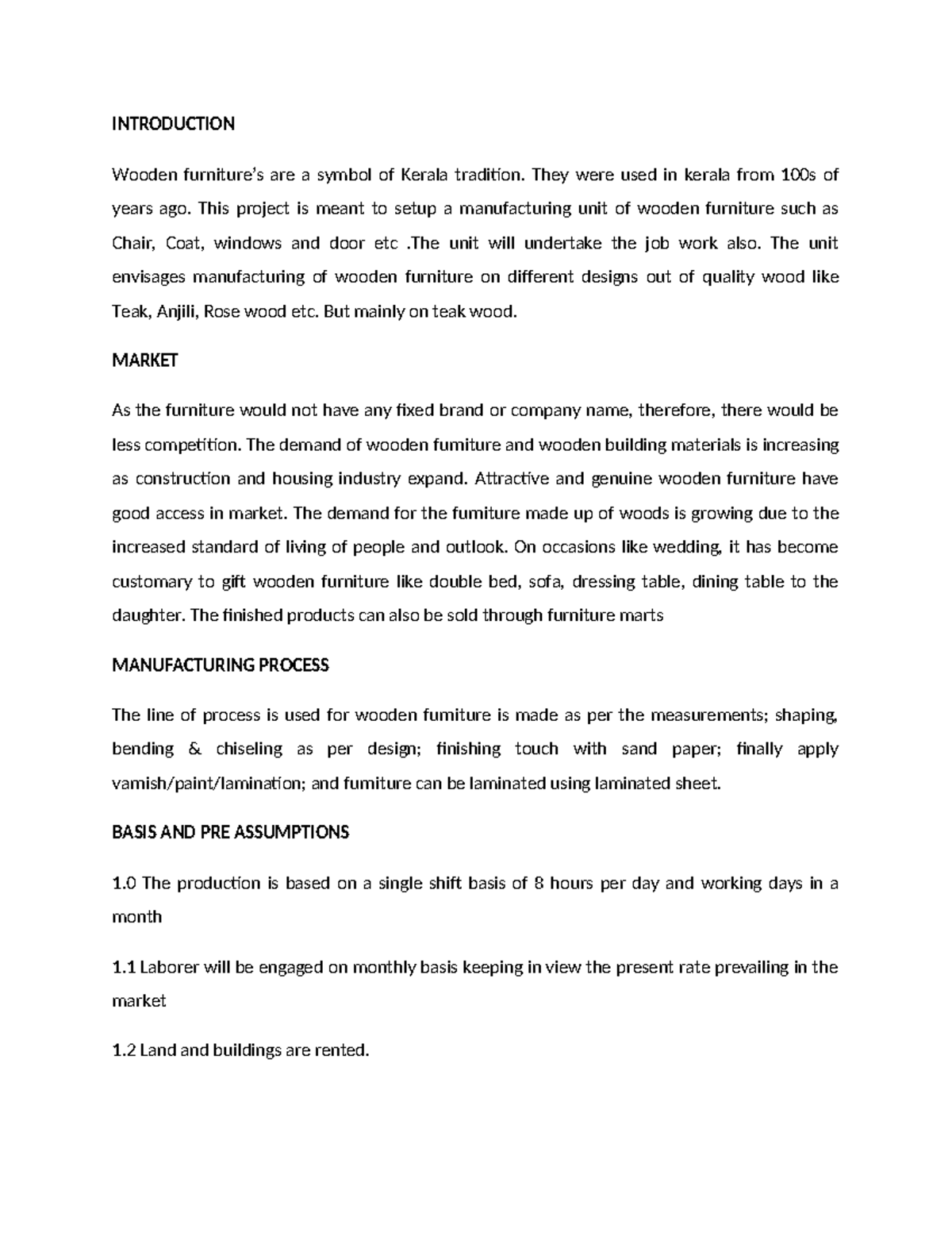 Furniture Business Plan Sample INTRODUCTION Wooden furniture’s are a