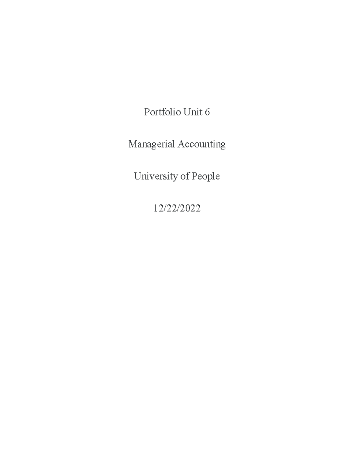 Portfolio Unit 6 - Marketing Management (BUS 5112) - Edit - Portfolio ...