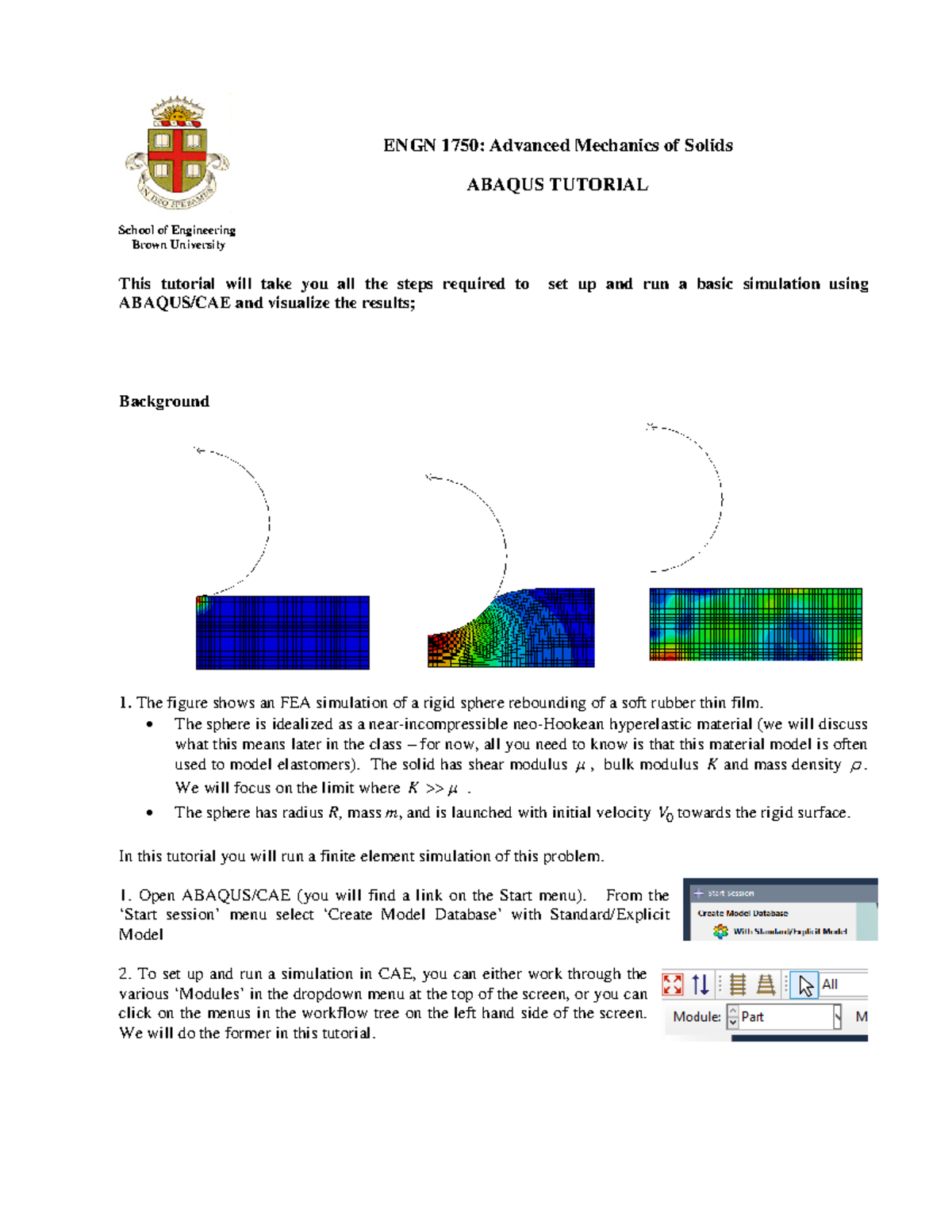 Abaqus tutorial - ENGN 1750: Advanced Mechanics of Solids ABAQUS ...