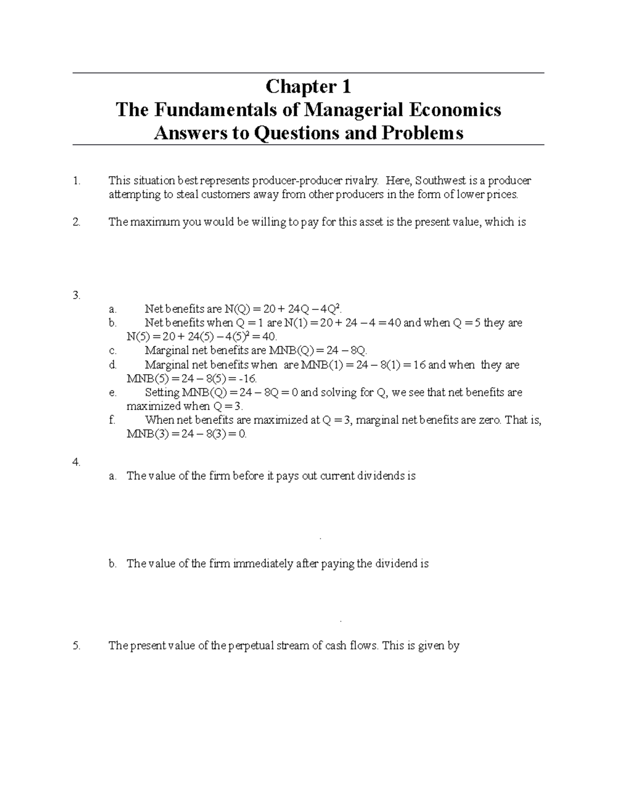 SOLUTION: Chapter 5 economic questions and answers topic efficiency and  equity - Studypool