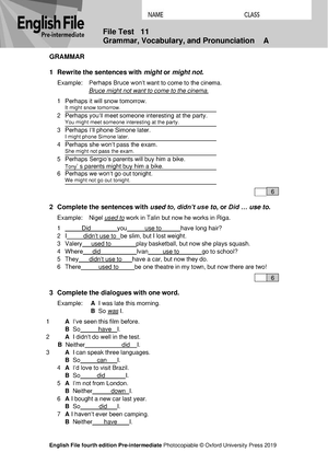 FILE 11 TEST - sdsd - Grammar, Vocabulary, and Pronunciation A GRAMMAR 1  Rewrite the sentences with - Studocu