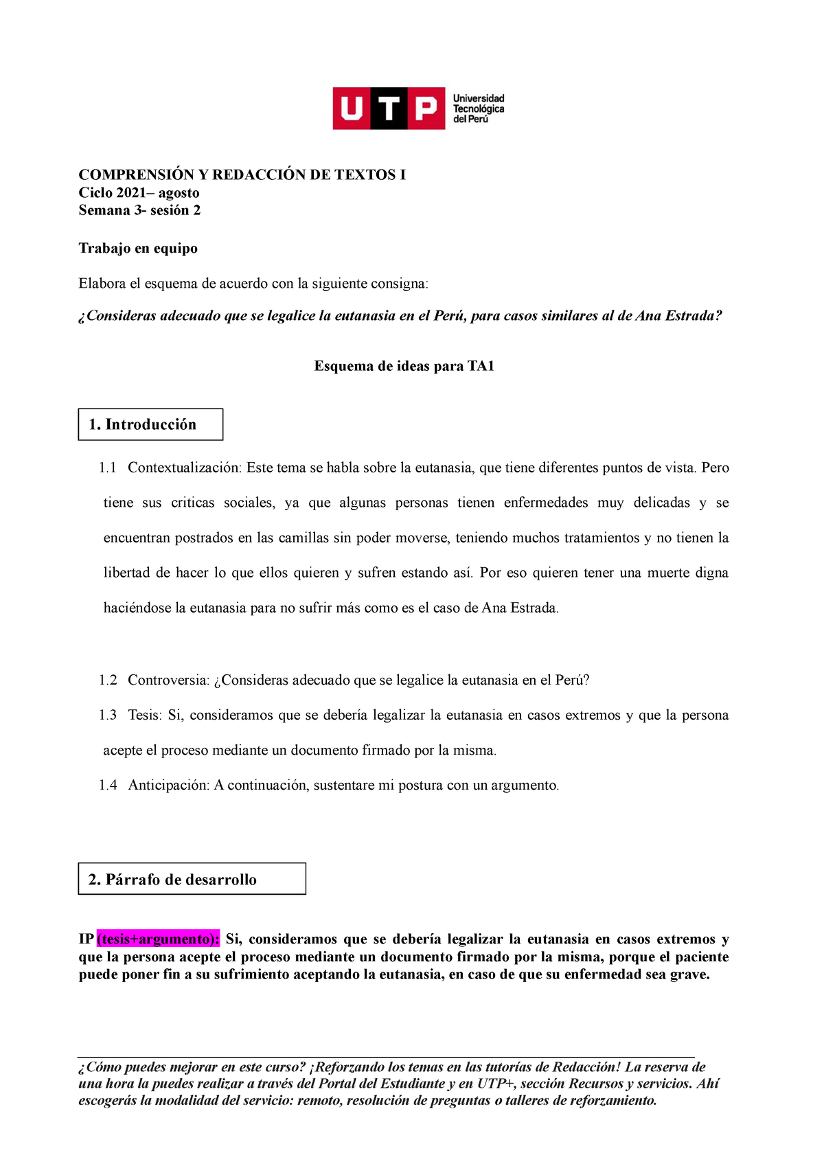 S03.s2-Esquema Para TA1 - COMPRENSIÓN Y REDACCIÓN DE TEXTOS I Ciclo ...