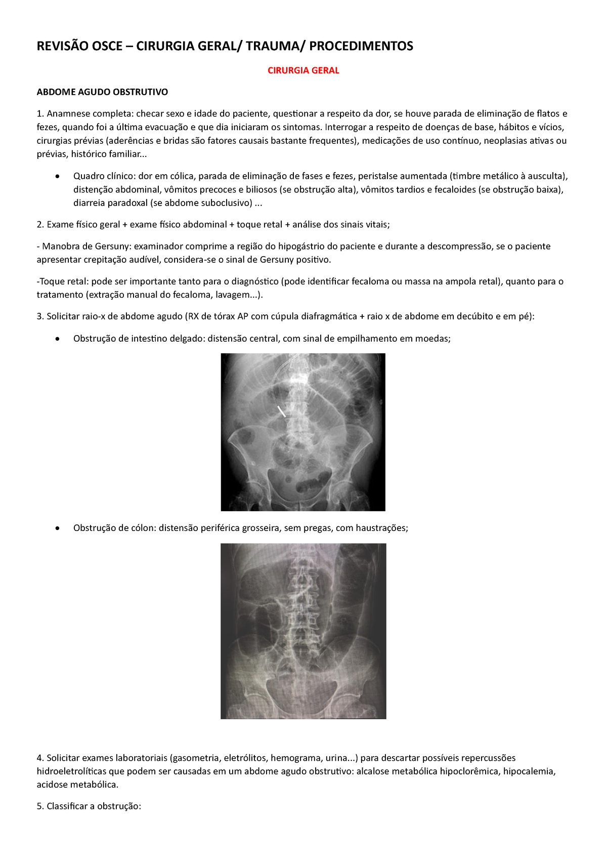 OSCE geral + trauma + procedimentos - REVISÃO OSCE – CIRURGIA GERAL/  TRAUMA/ PROCEDIMENTOS CIRURGIA - Studocu