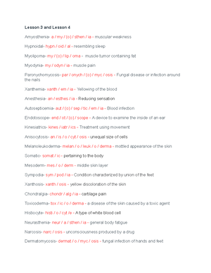 Lesson 5 and Lesson 6 - Medical Terms to know - Lesson 5 and Lesson 6 ...