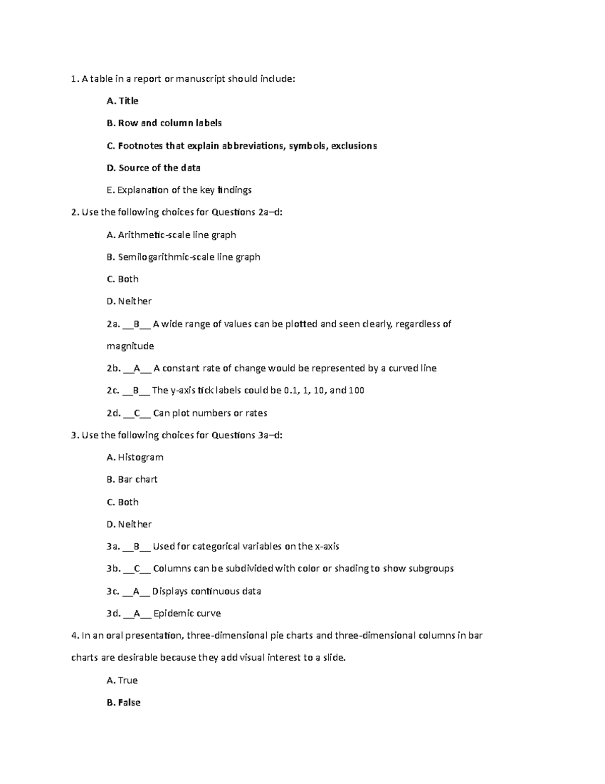 Homework #3 - A table in a report or manuscript should include: A ...