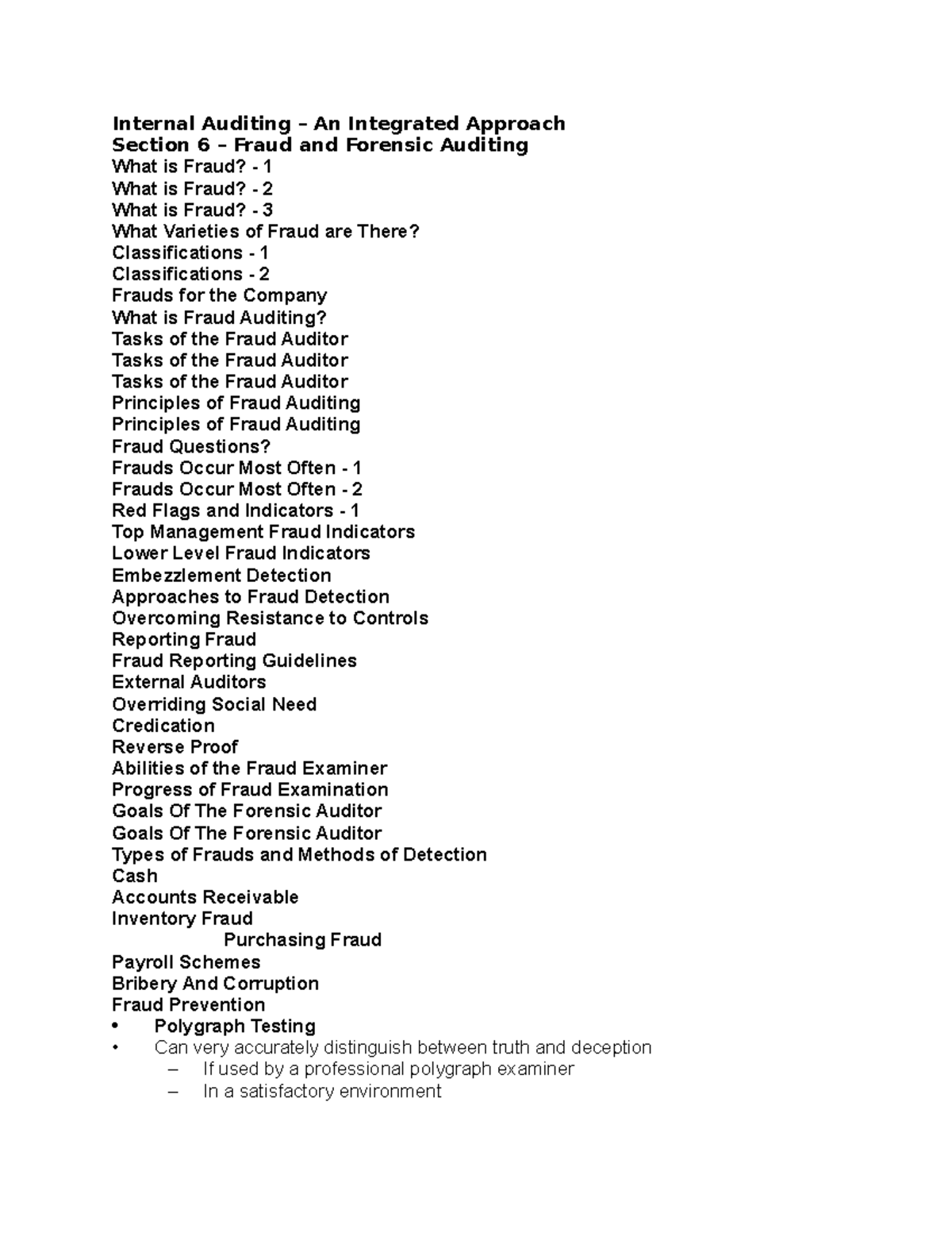 Chapter Notes for CIA 6 - Internal Auditing – An Integrated Approach ...
