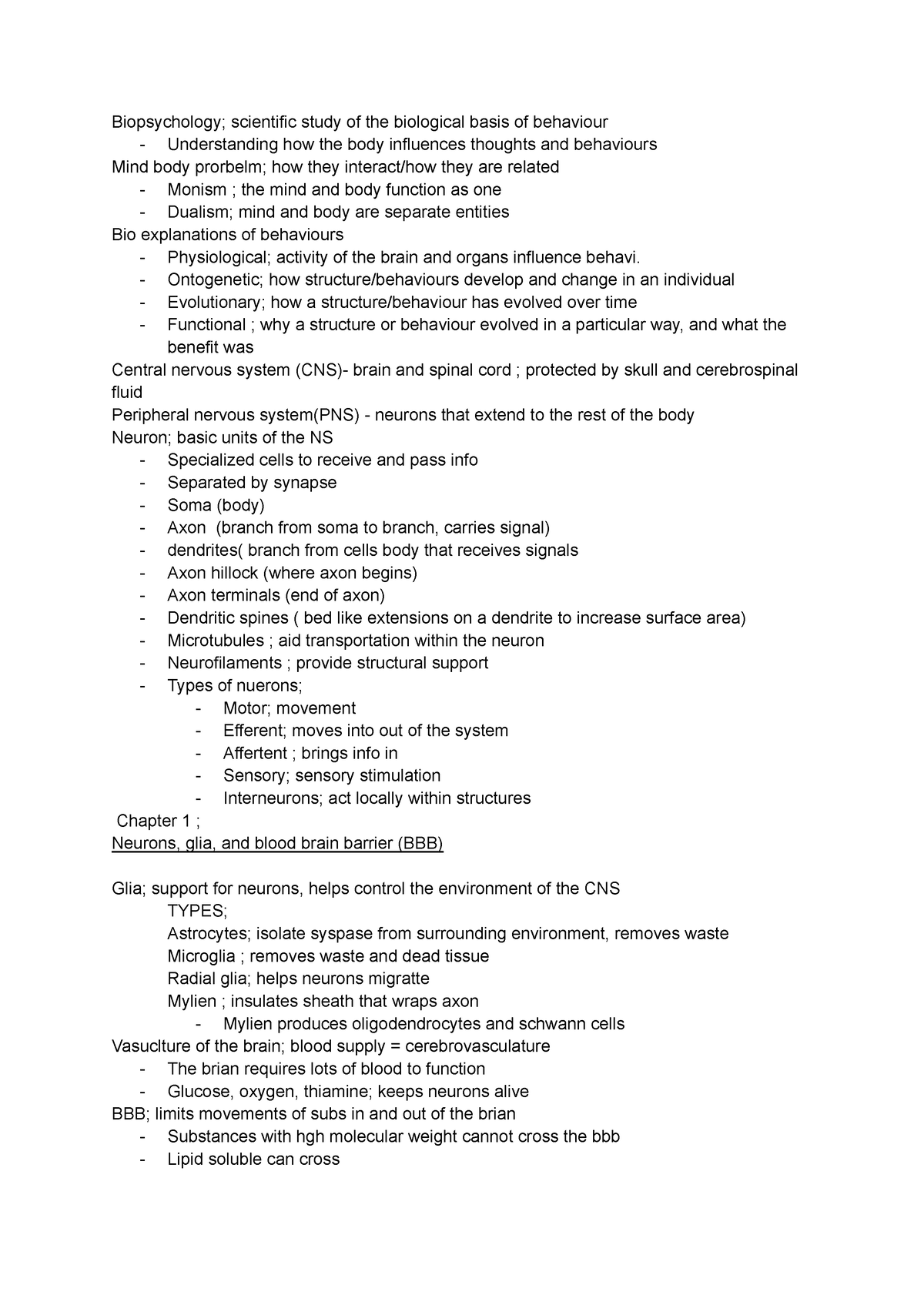 Biopsych intro and chapter 1 - Biopsychology; scientific study of the ...