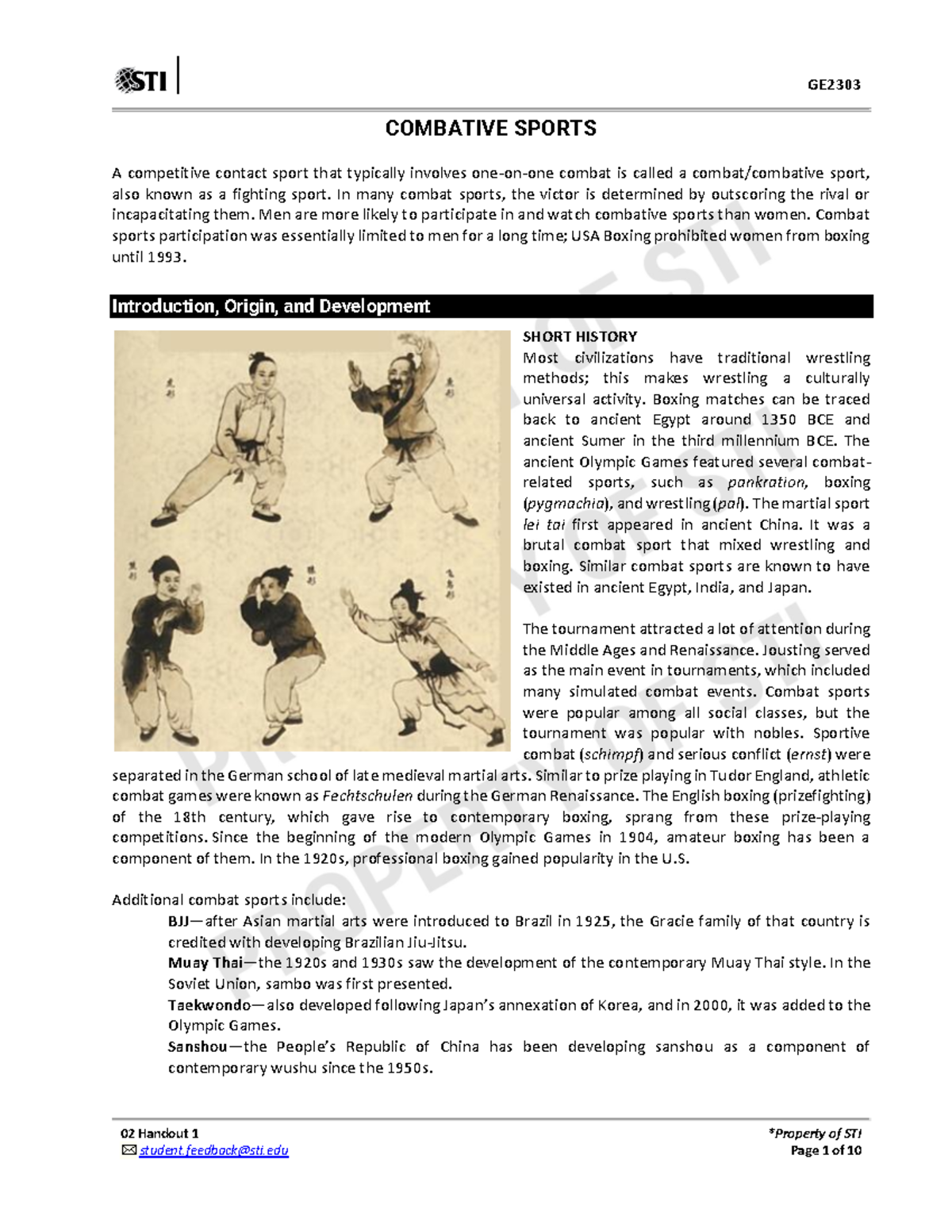 03 Handout 1 - 02 Handout 1 *Property of STI COMBATIVE SPORTS A ...