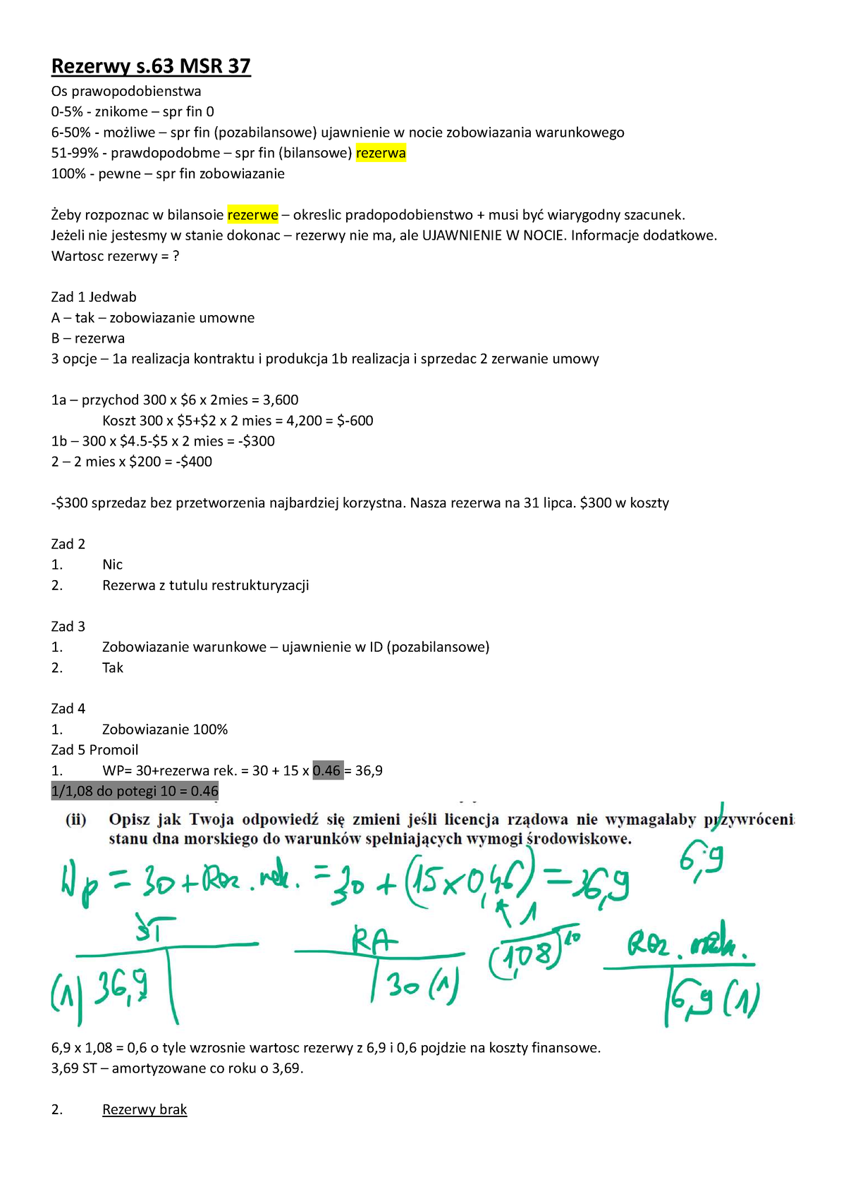 Rezerwy Notatki Zadania Rezerwy S Msr 37 Os Prawopodobienstwa 0 5 Znikome Spr Fin 0 6 50 7750
