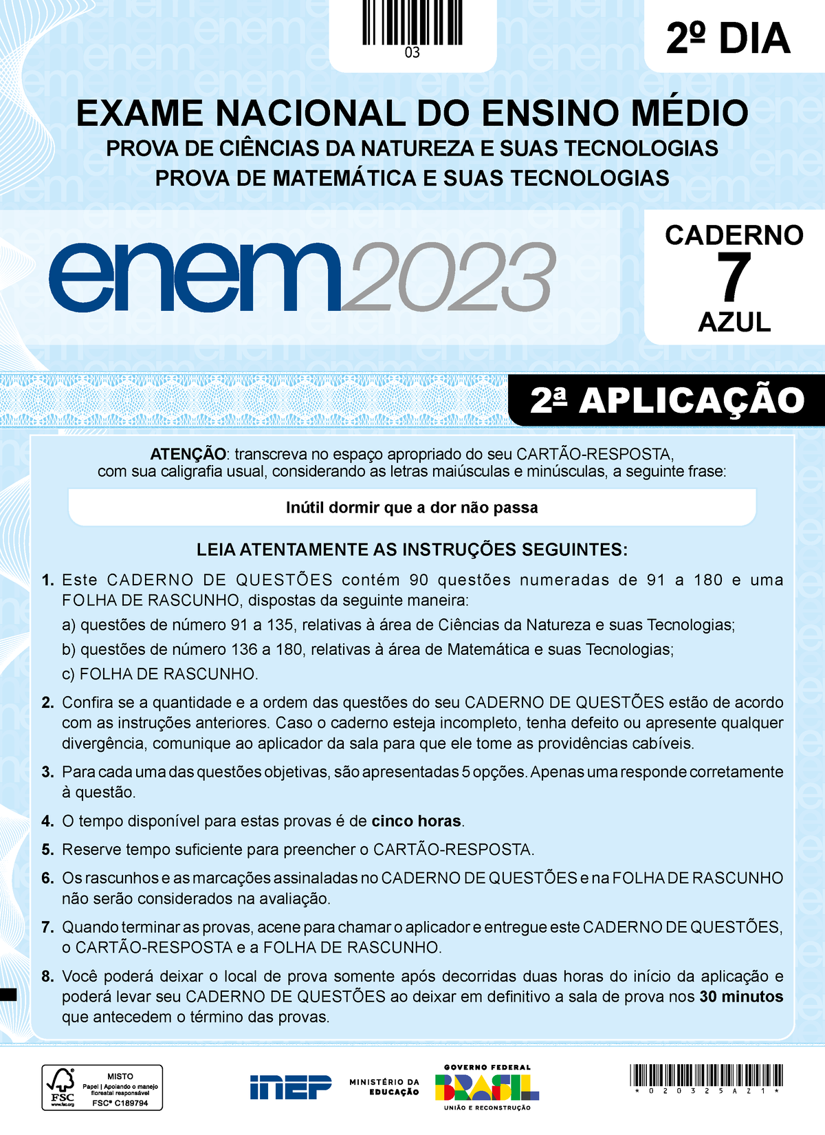 2023 PV Reaplicacao PPL D2 CD7 - LEIA ATENTAMENTE AS INSTRUÇÕES ...