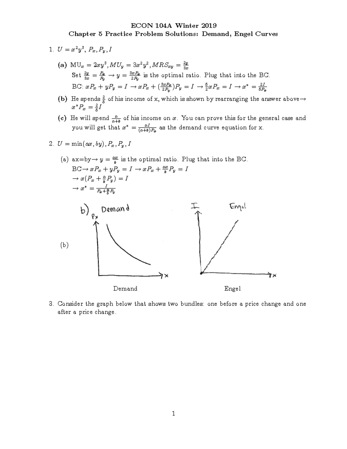 Chapter 5 Practice Problems Solutions Winter 2020 - ECON 104A Winter ...