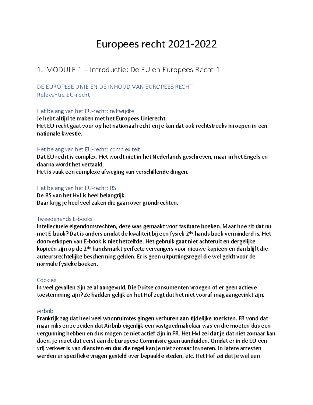 Europees Recht 1 PDF Kopie - Europees Recht 2021- 1. MODULE 1 ...