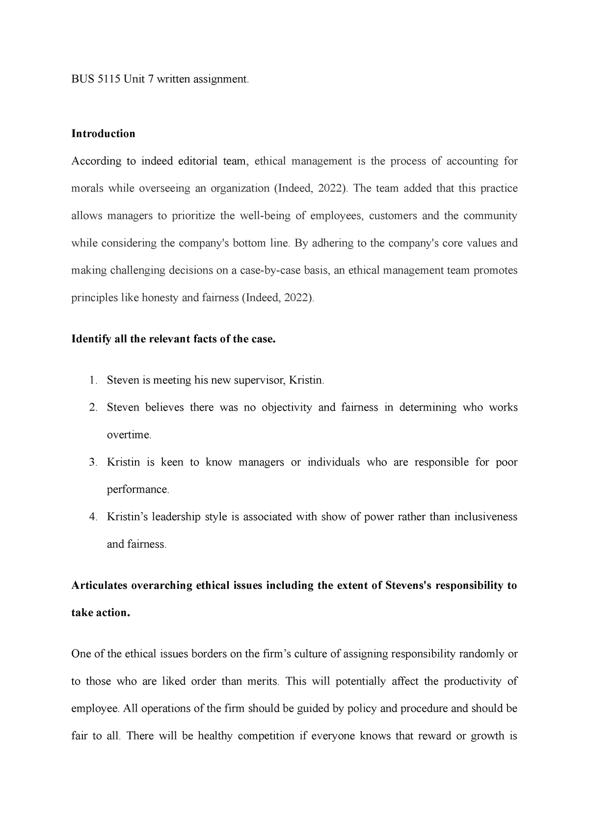 BUS 5115 Written Assignment (1) Unit 7 - BUS 5115 Unit 7 Written ...