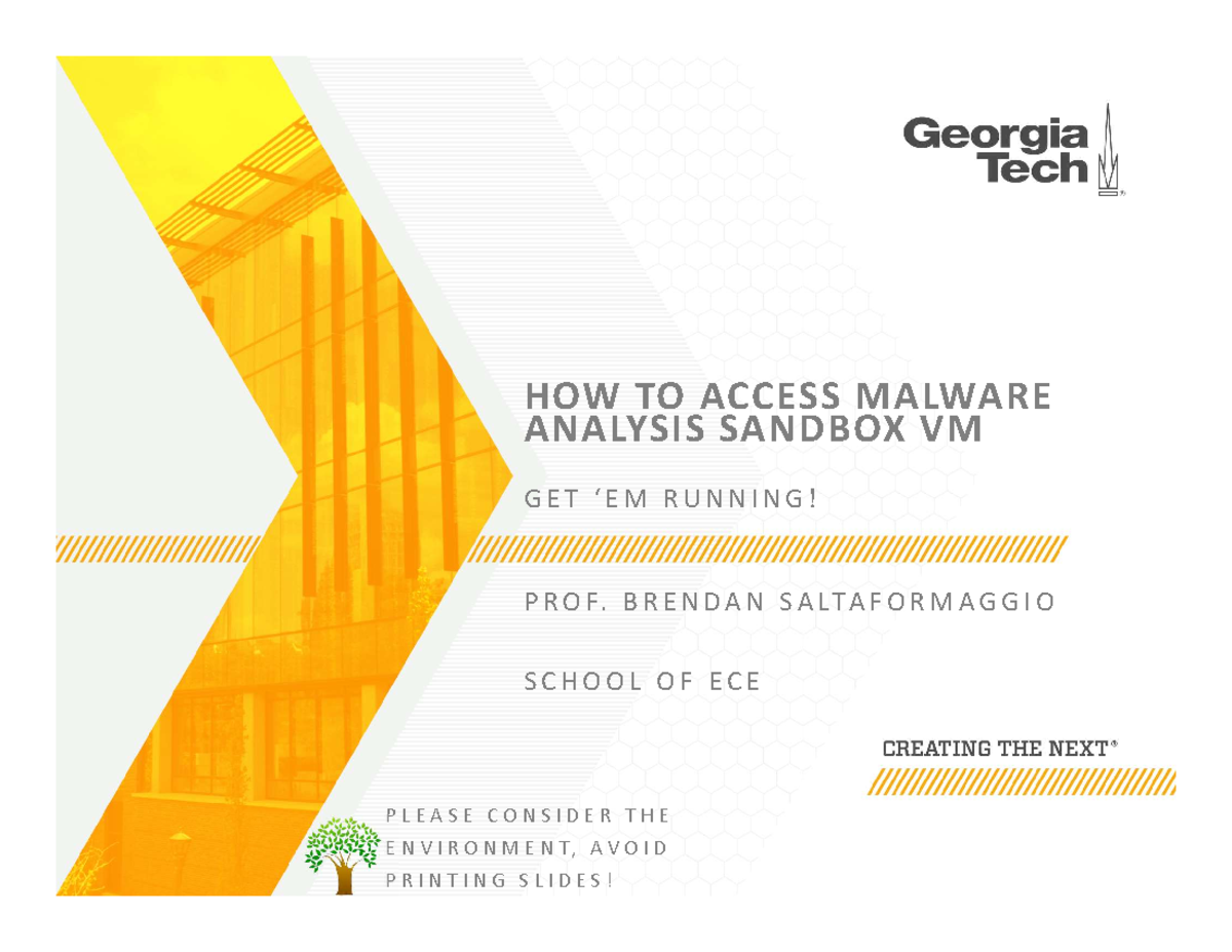 introduction to sandbox HOW TO ACCESS MALWARE ANALYSIS SANDBOX VM GET