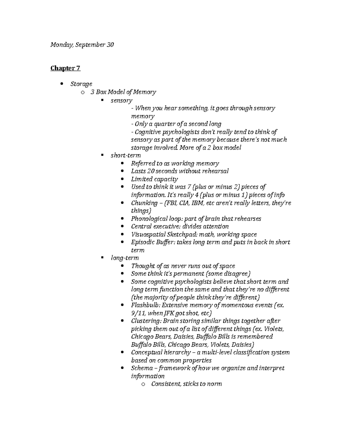 Lecture notes, lecture Lecture - Monday, September 30 Chapter 7 Storage ...