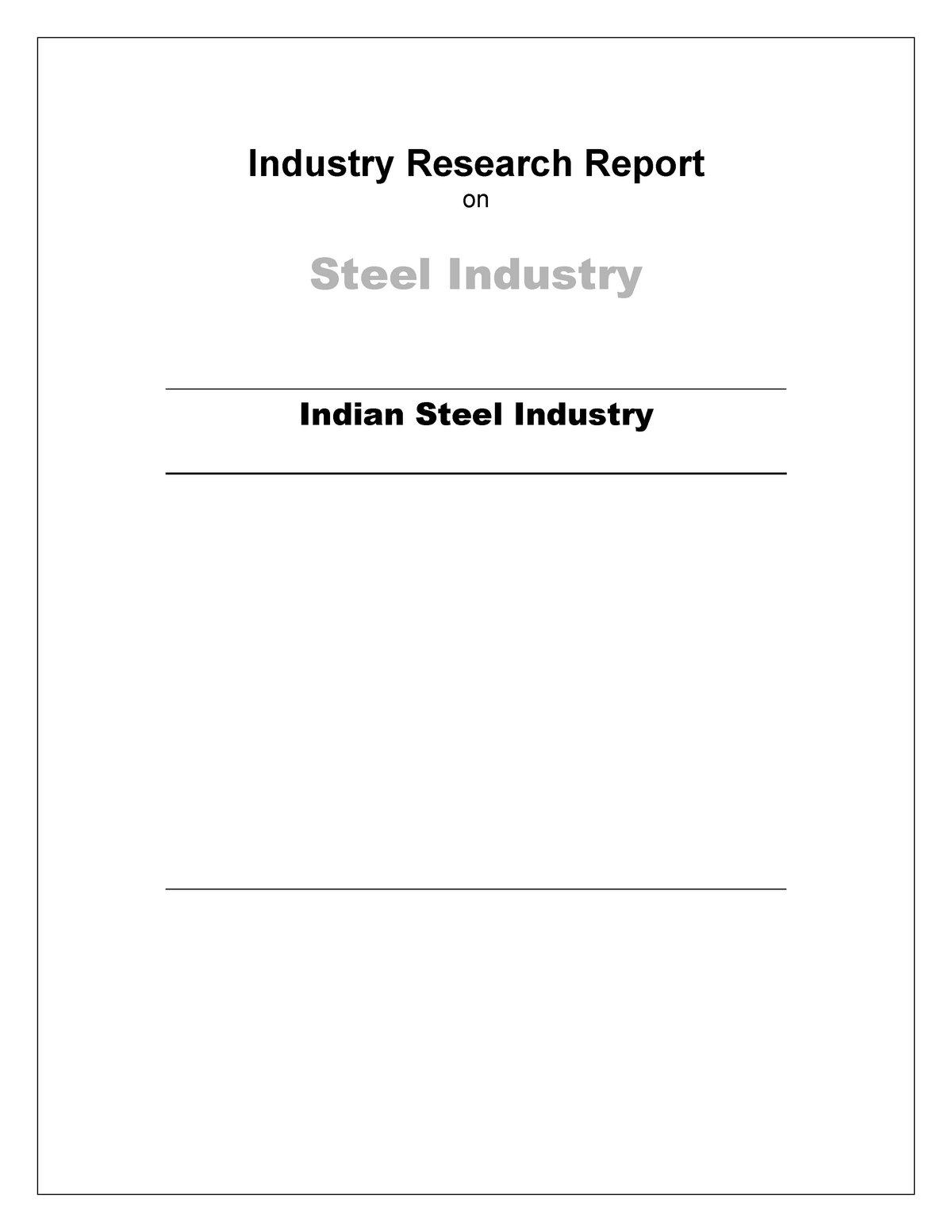 industry research reports india