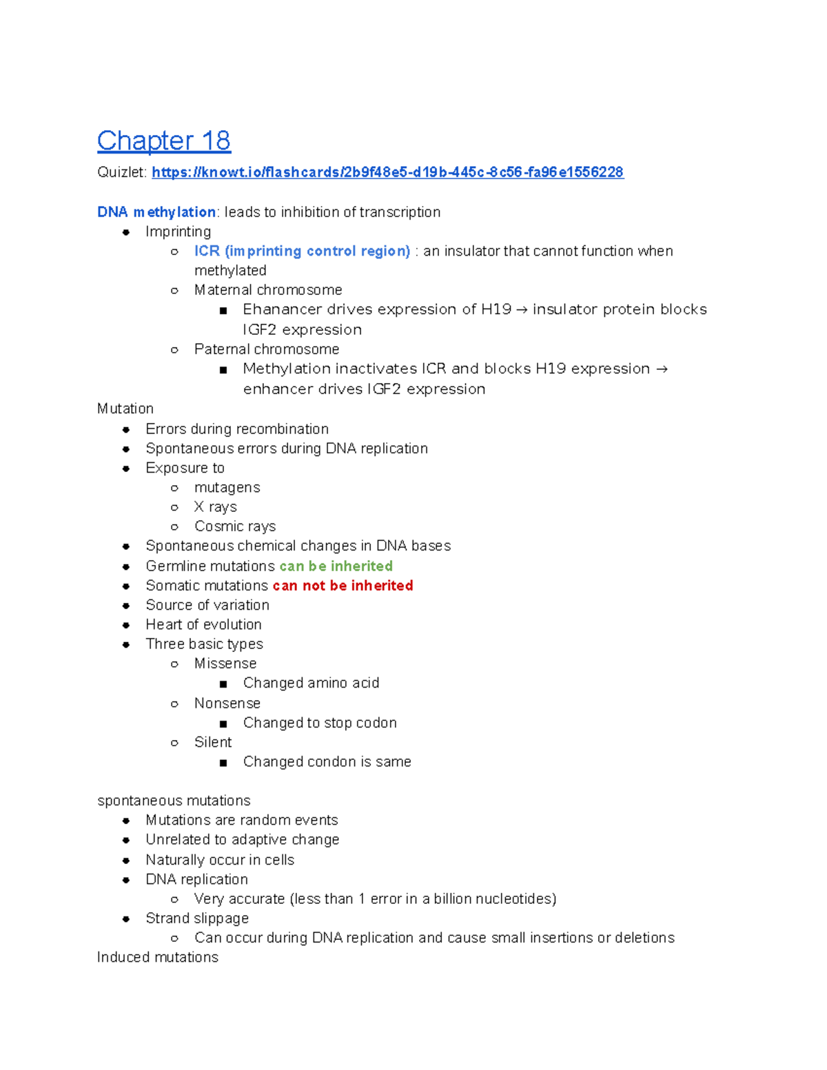 Chapter 18 (Gene Mutations) Chapter 18 Quizlet knowt/flashcards