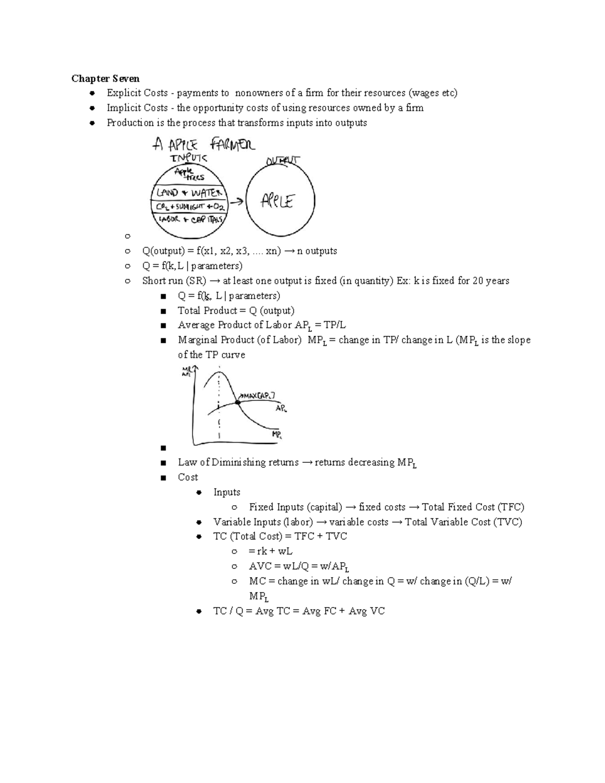 Econ Chapter 7 - Lecture notes 7 - Chapter Seven Explicit Costs ...