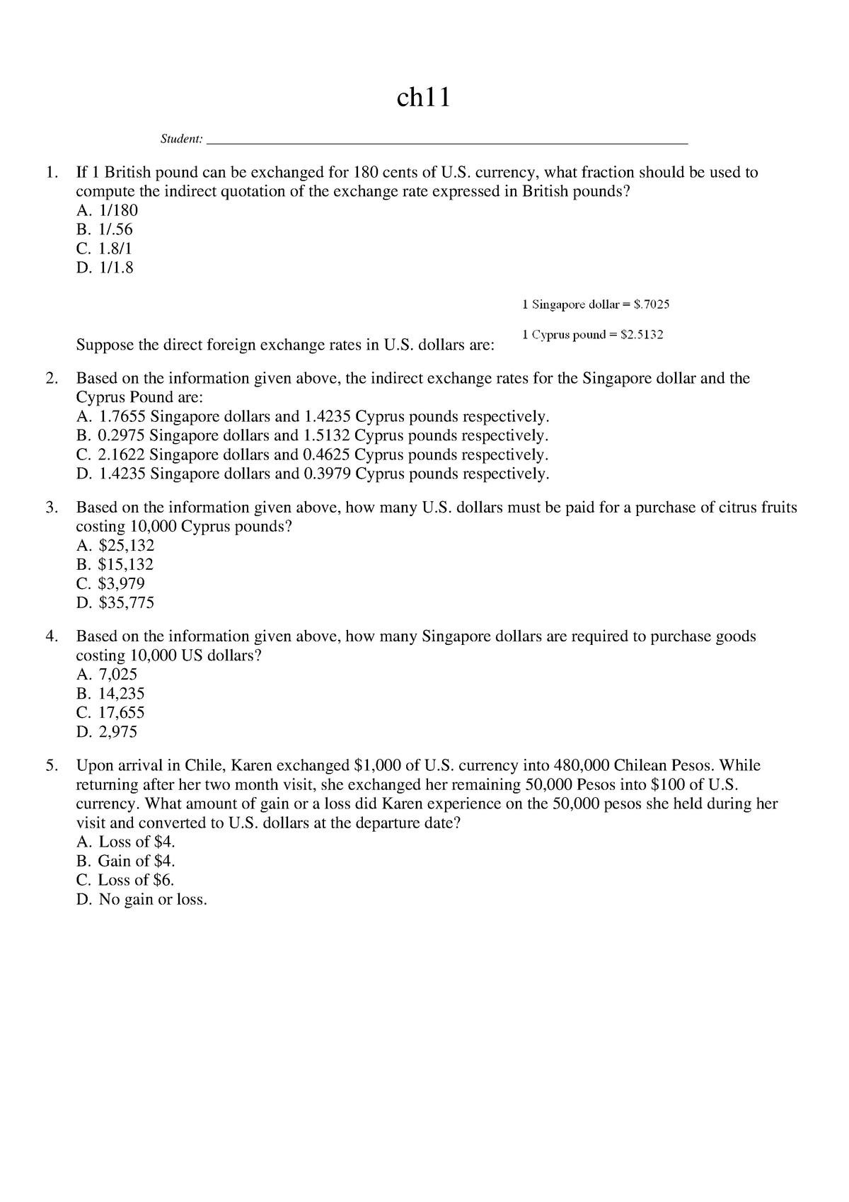 Chapter 11 - Test Bank - Test Bank - Ch _Student: - Studocu