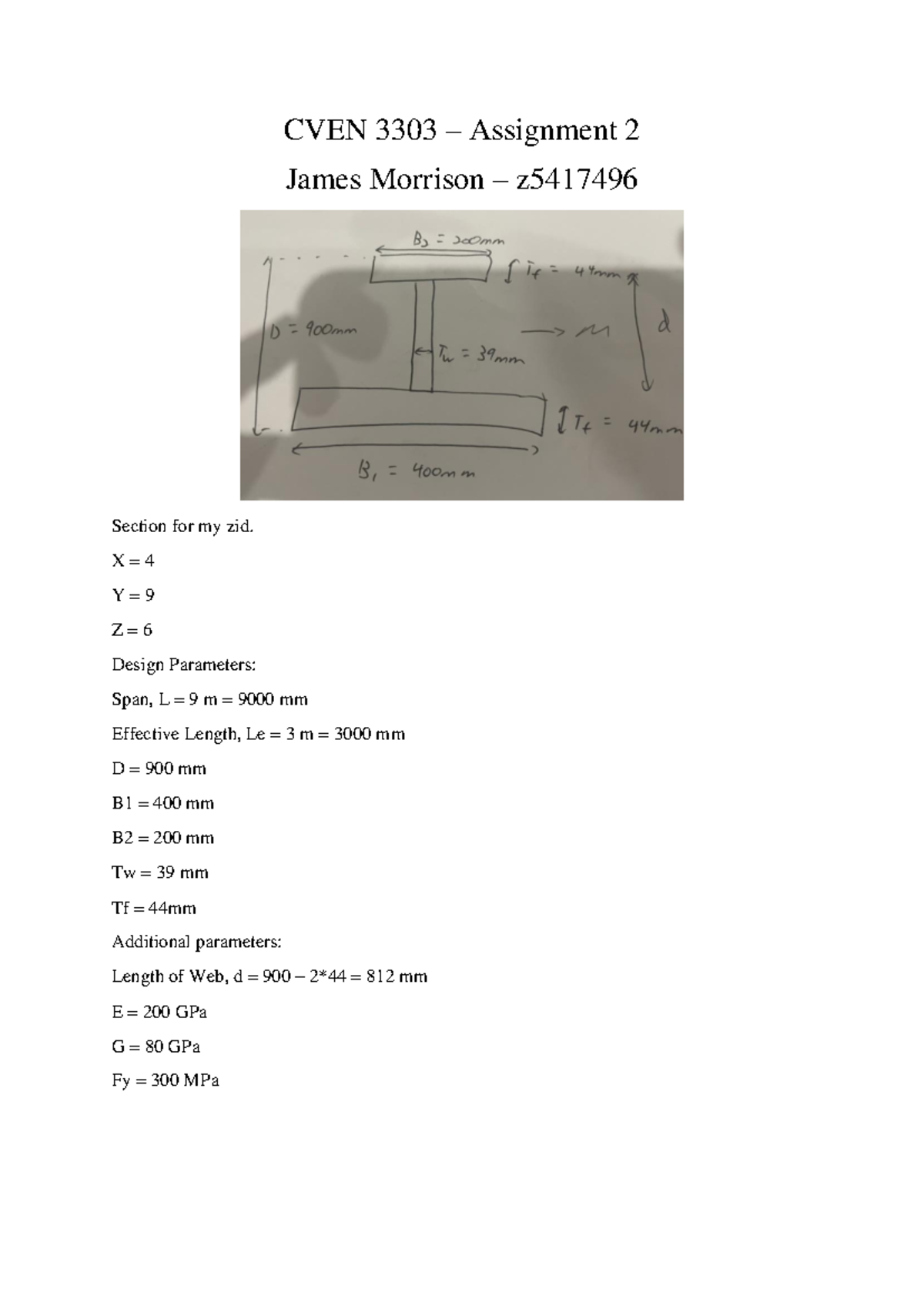 CVEN 3303 – Assignment 2 - z5417496 - CVEN 3303 – Assignment 2 James ...