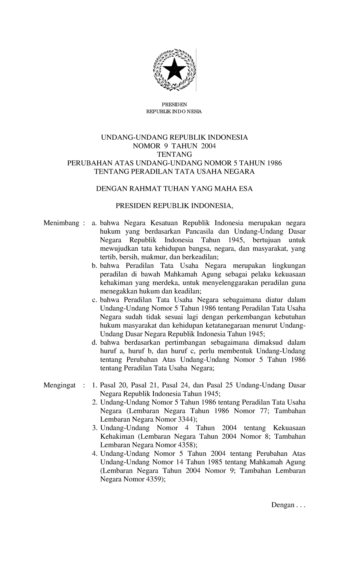 UU NO 9 TH 2004 - Baru Belajar - REPUBLIK INDO NESIA UNDANG-UNDANG ...