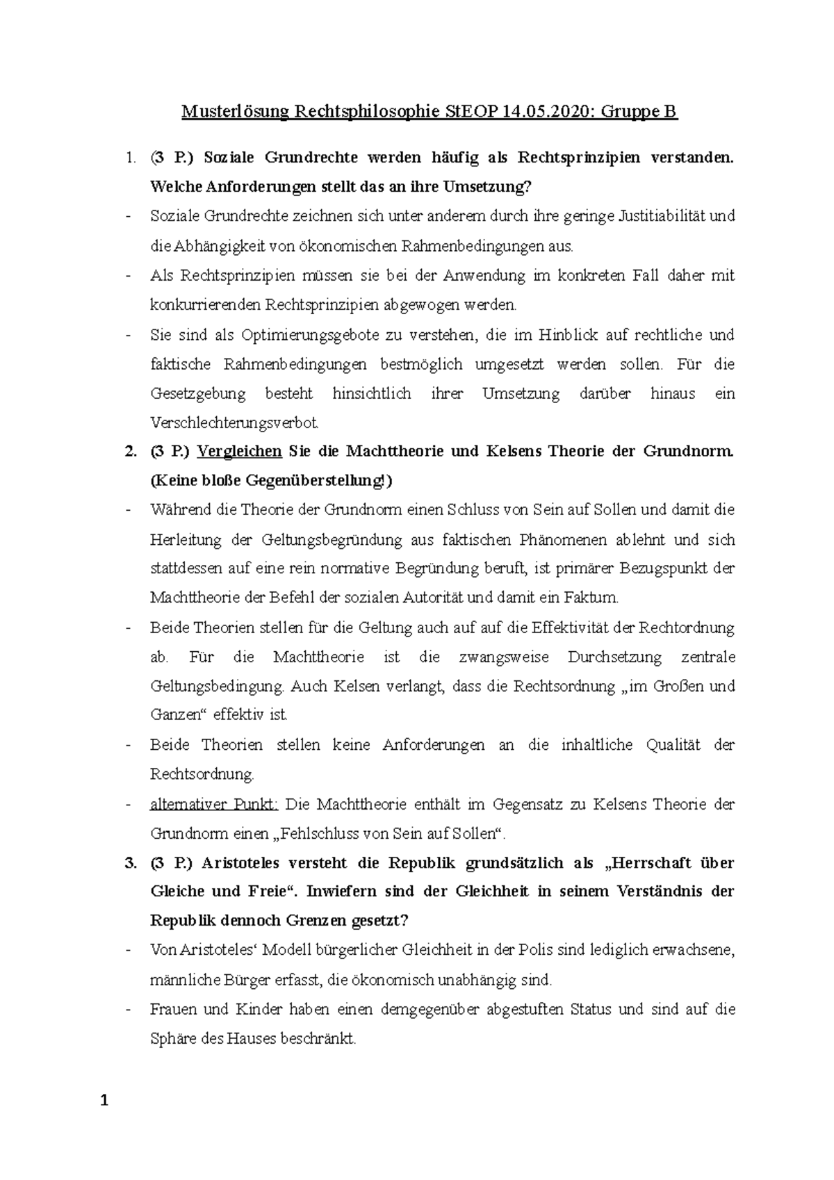 Steop Musterlösung Rechtsphilosophie B - Musterlösung Rechtsphilosophie ...