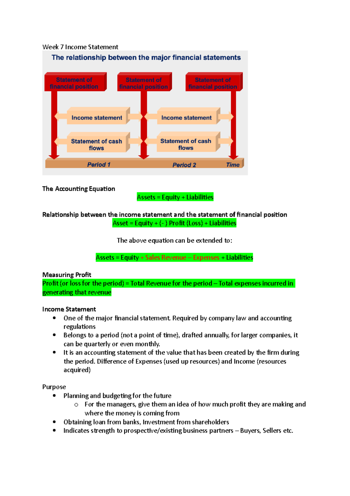 Week 7 Income Statement Notes - Week 7 Income Statement The Accounting ...