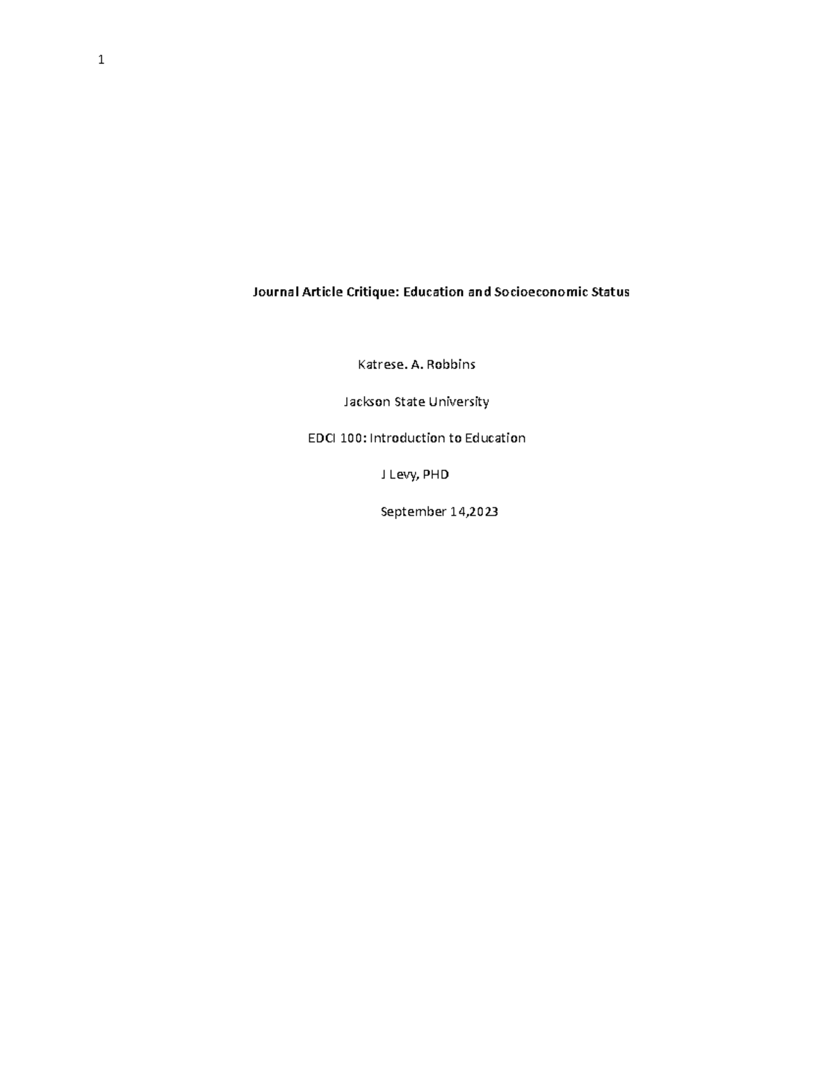 intro-to-eduction-article-citique-1-journal-article-critique