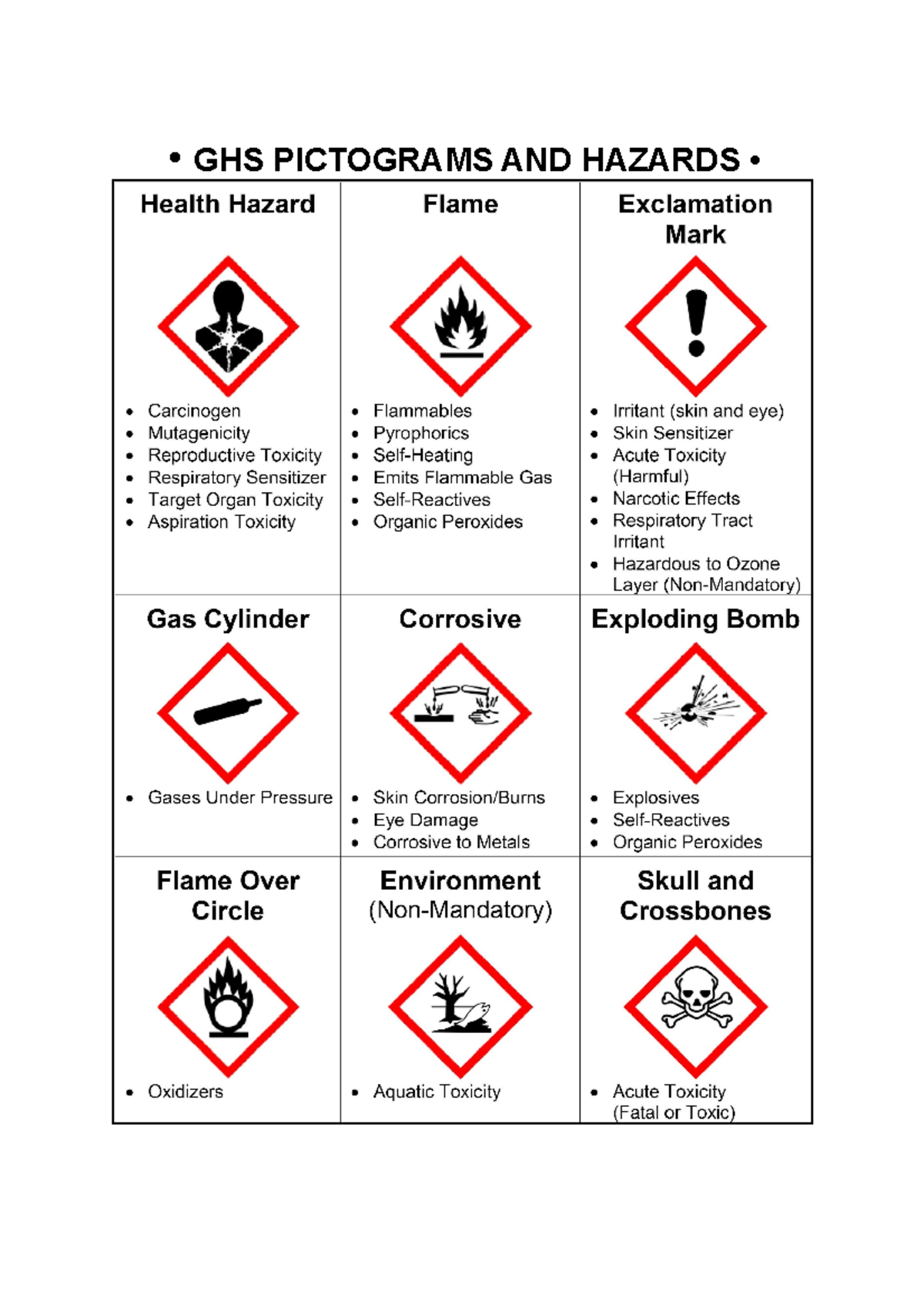 Group 1(BSN-1E)GHS Pictograms AND Hazards Safety Rules - • GHS ...