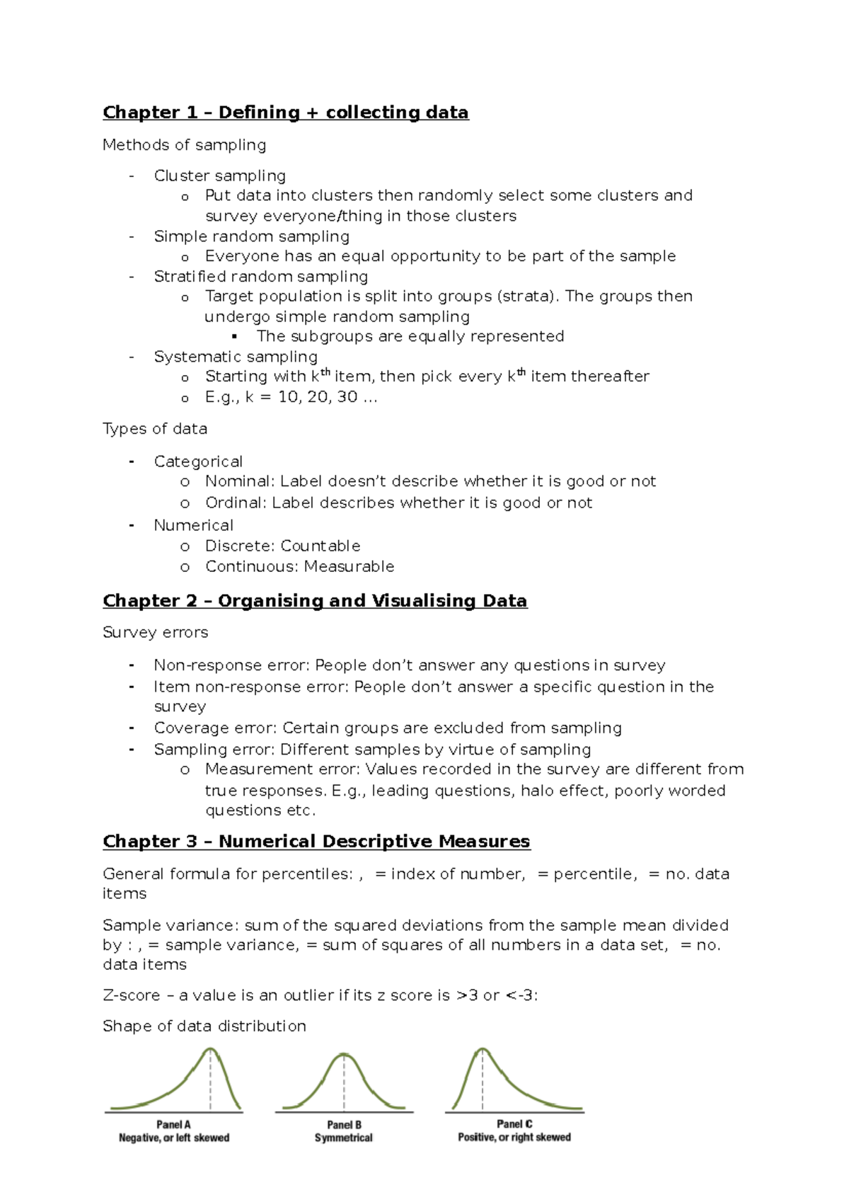 Summary notes - STAT1008 - ANU - Studocu
