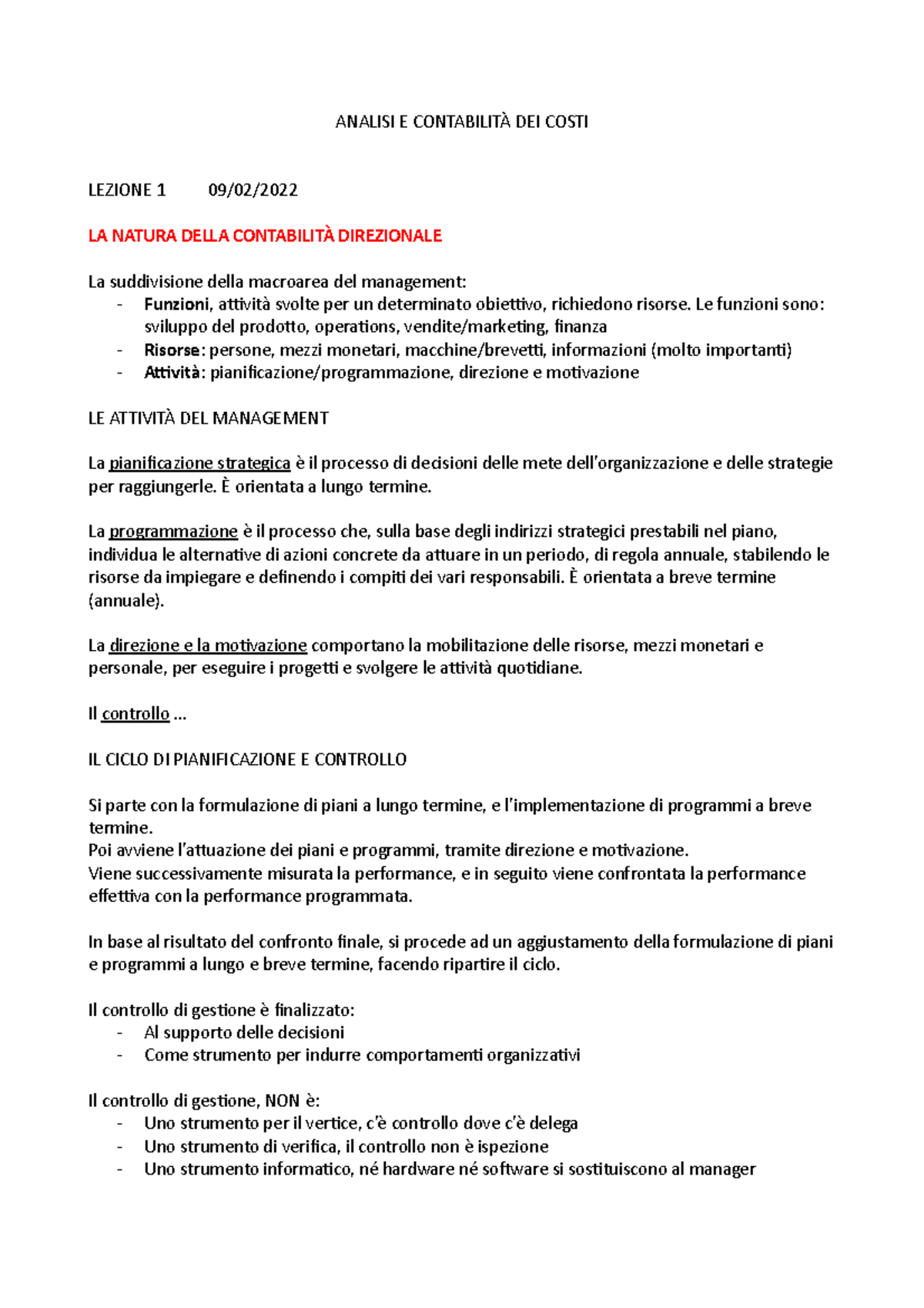 Analisi E Contabilità DEI Costi appunti - ANALISI E CONTABILITÀ DEI ...