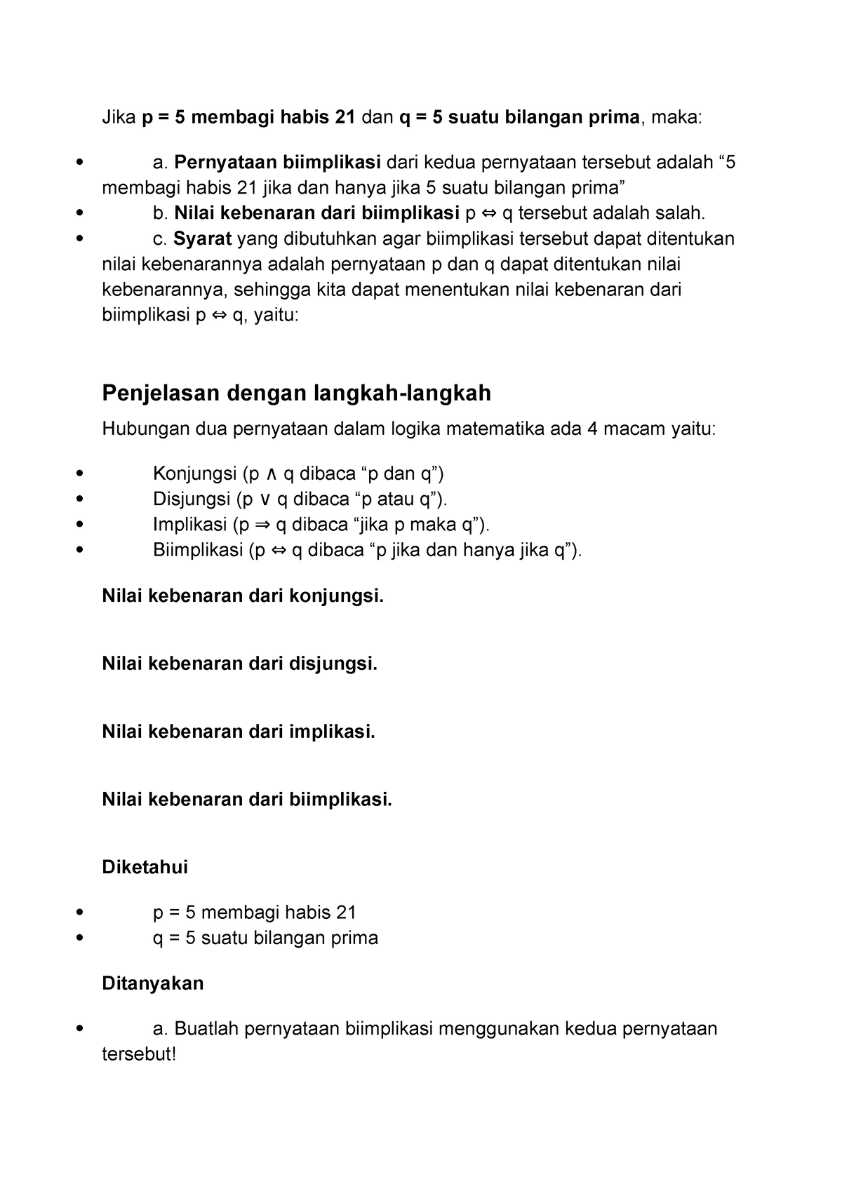 Mtk Pizo - Mtk - Jika P = 5 Membagi Habis 21 Dan Q = 5 Suatu Bilangan ...