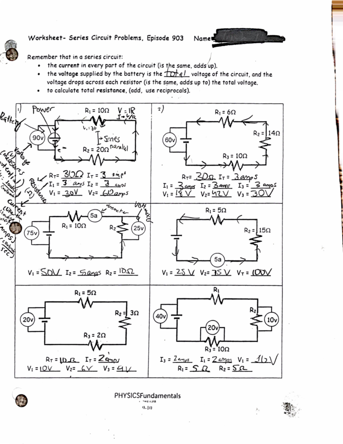 Worksheet Series Circuit Problems Worksheet Series Circuit