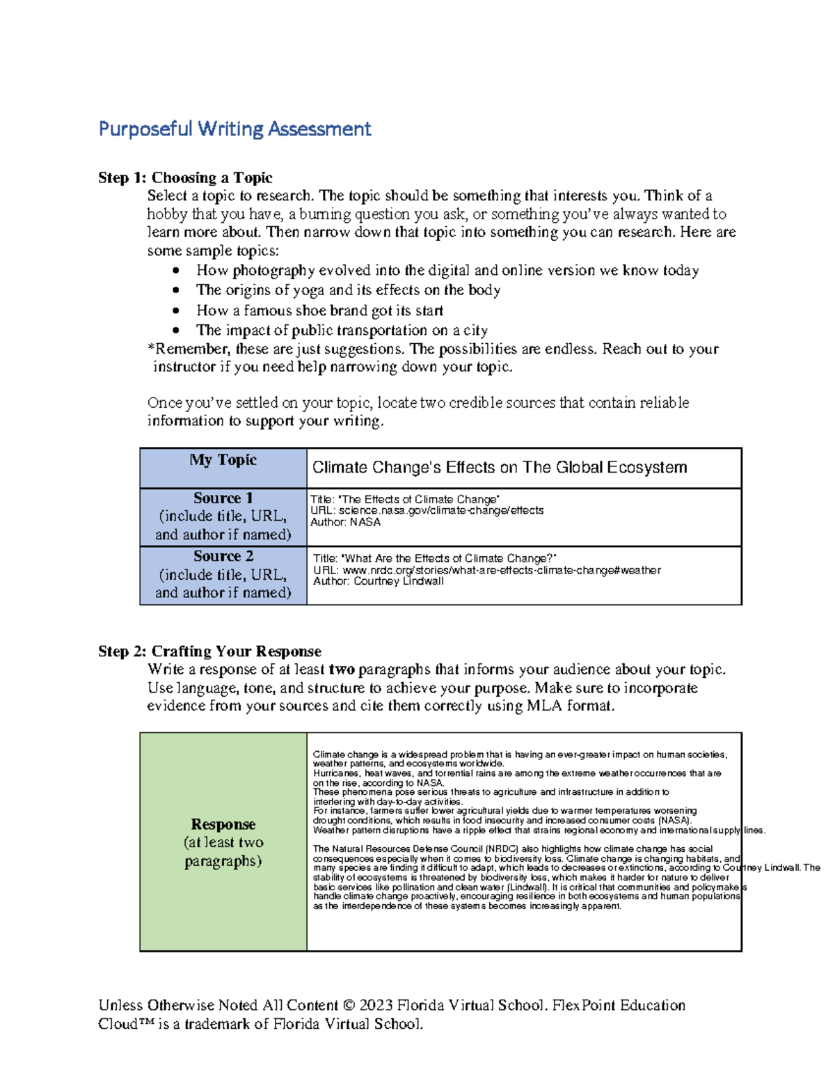 01 03 purposeful writing - Unless Otherwise Noted All Content © 202 3 ...