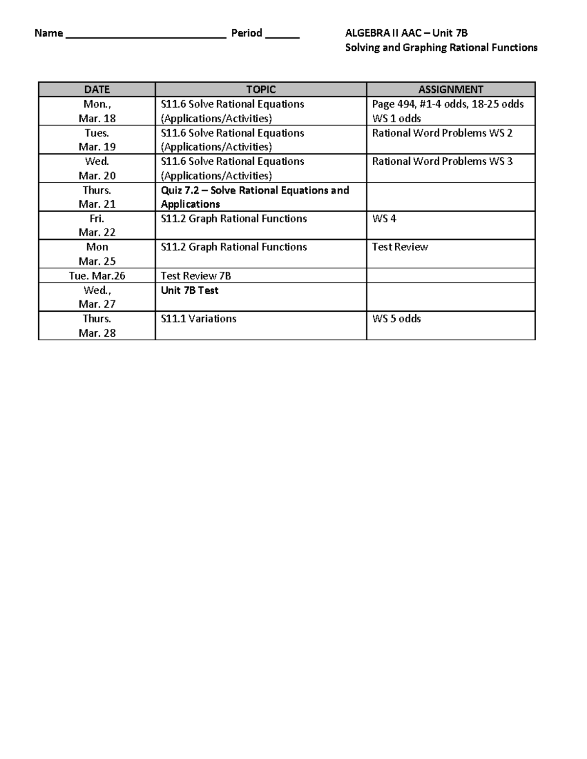 Schedule+Unit+7B+with+spaces - Name ____________________________ Period ...