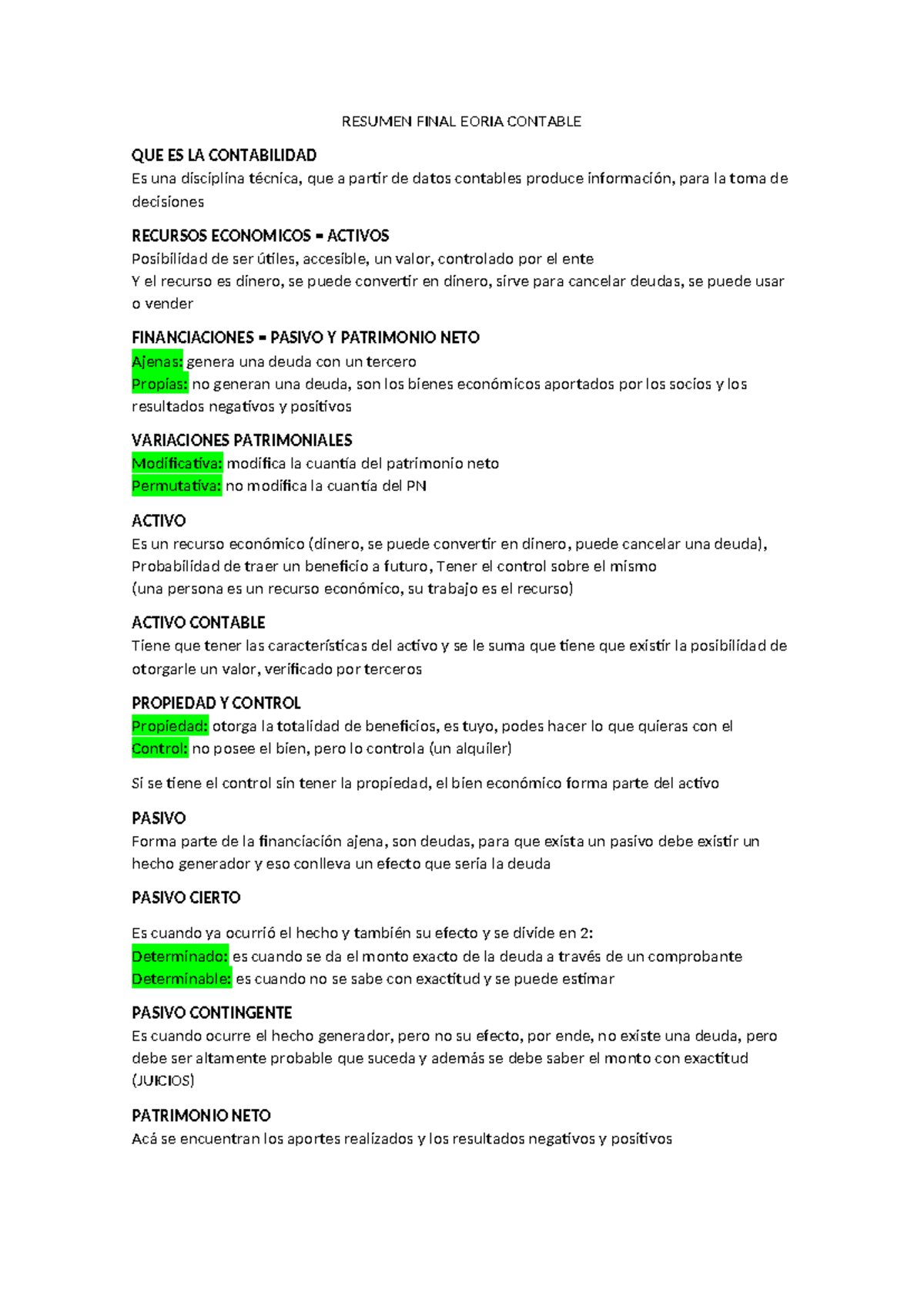 Resumen final conta - RESUMEN FINAL EORIA CONTABLE QUE ES LA ...