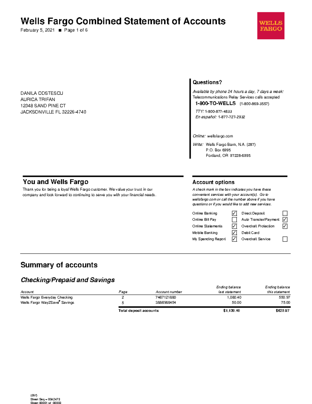 572967002-Wells - Wells Fargo Combined Statement of Accounts ...