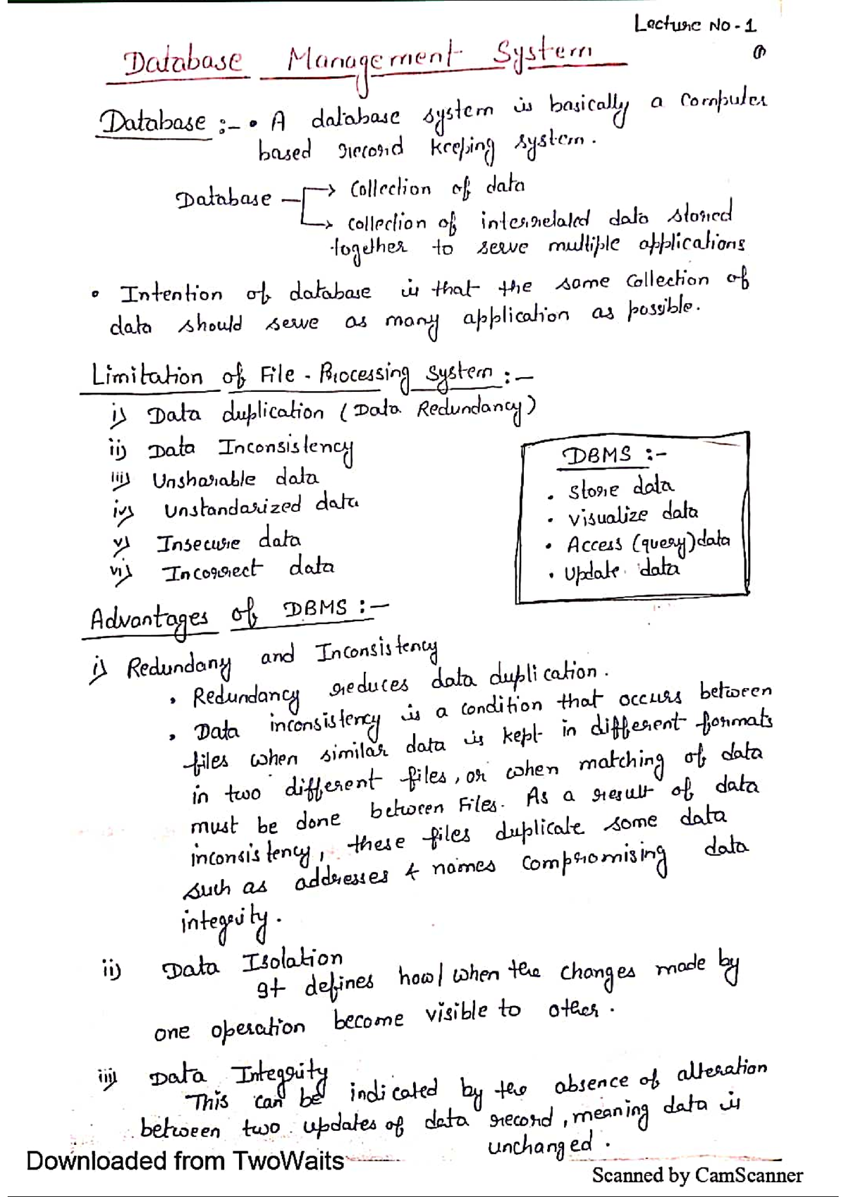 Unit-1Notes DBMS - B.tech - Studocu