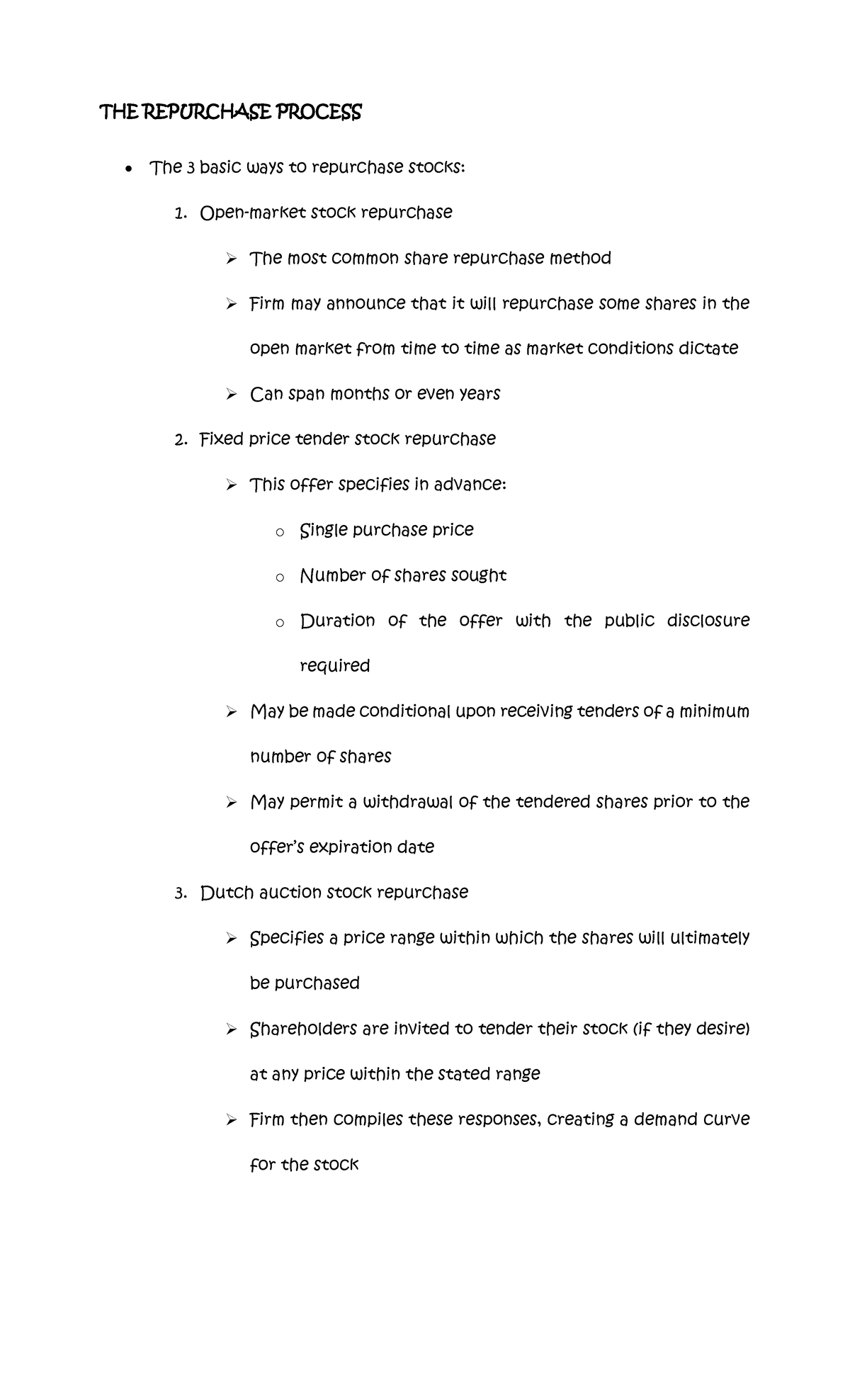 THE Repurchase Process - THE REPURCHASE PROCESS The 3 basic ways to ...