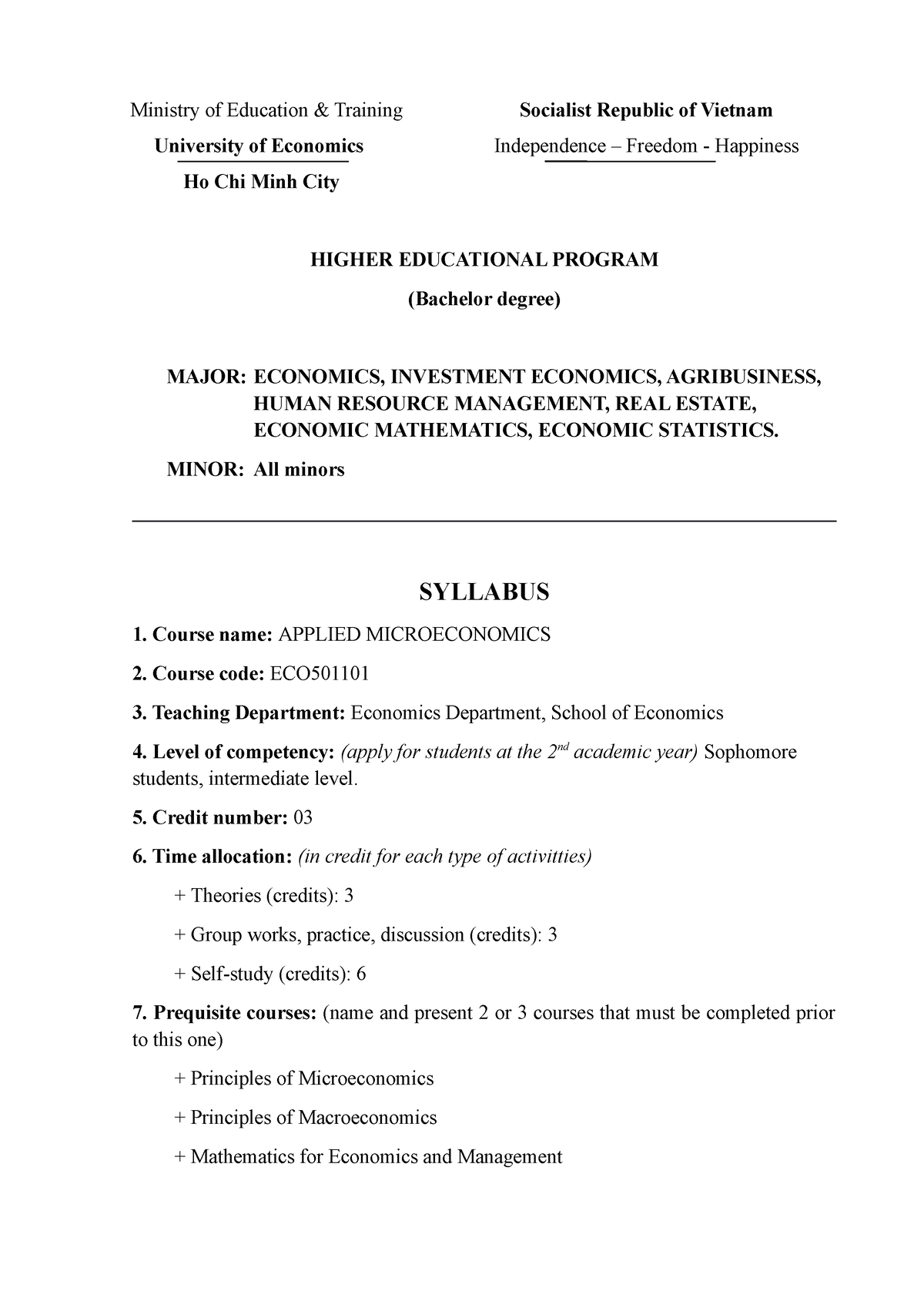 21 Syllabus Applied Microeconomics Eng IE - Ministry Of Education ...