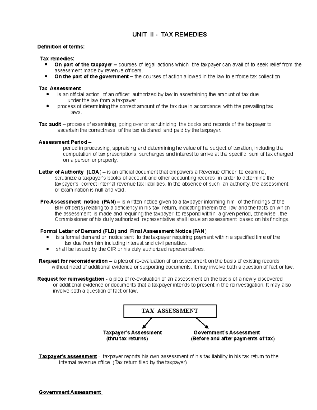 UNIT II Tax Remedies - Income Taxation - UNIT II - TAX REMEDIES ...